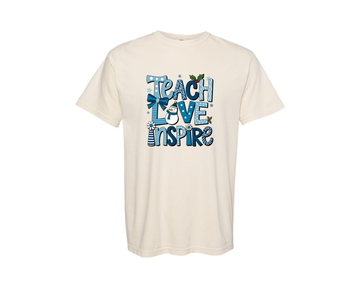 brand:Comfort Colors|color:Ivory|Teach Love Inspire Teacher 10 Graphic T-Shirt