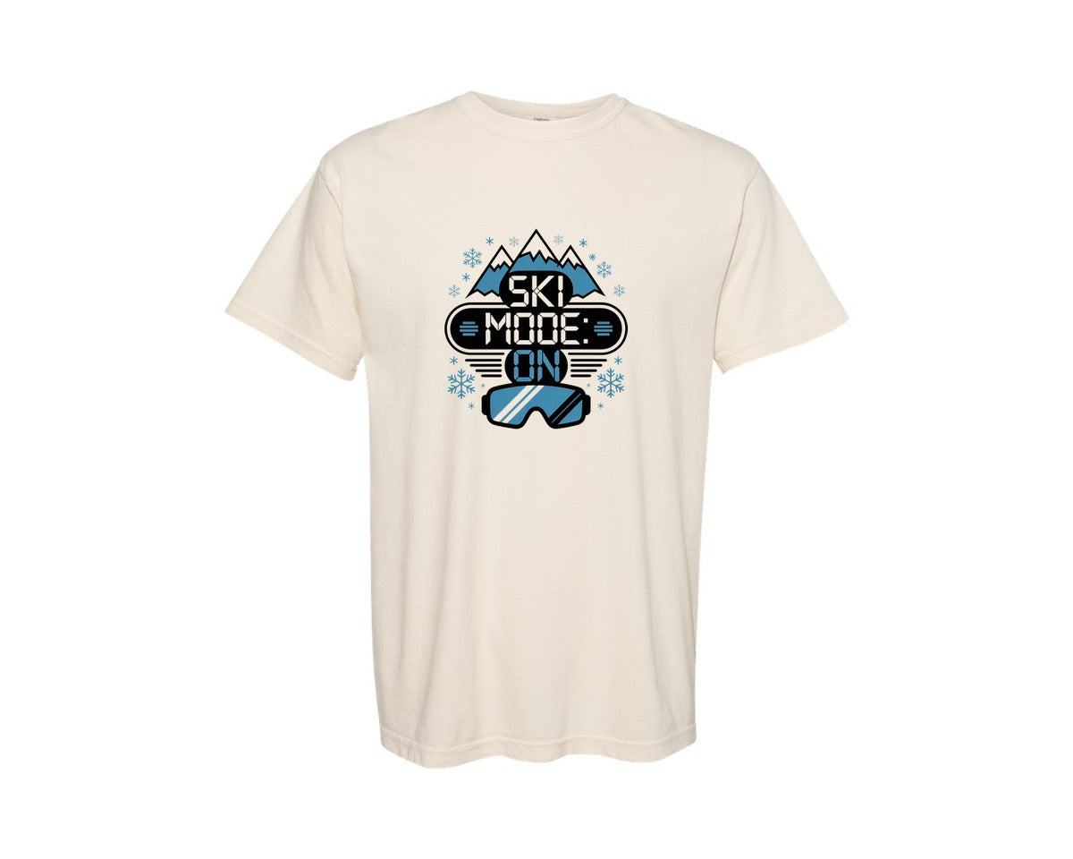 brand:Comfort Colors|color:Ivory|Ski Mode On Winter Adventure Graphic T-Shirt