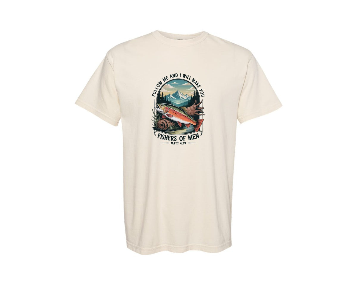 brand:Comfort Colors|color:Ivory|Fishers Of Men Bible Verse Art Graphic T-Shirt