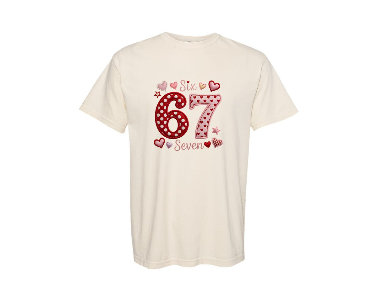 brand:Comfort Colors|color:Ivory|Six Seven Number Valentines Day 3 Graphic T-Shirt