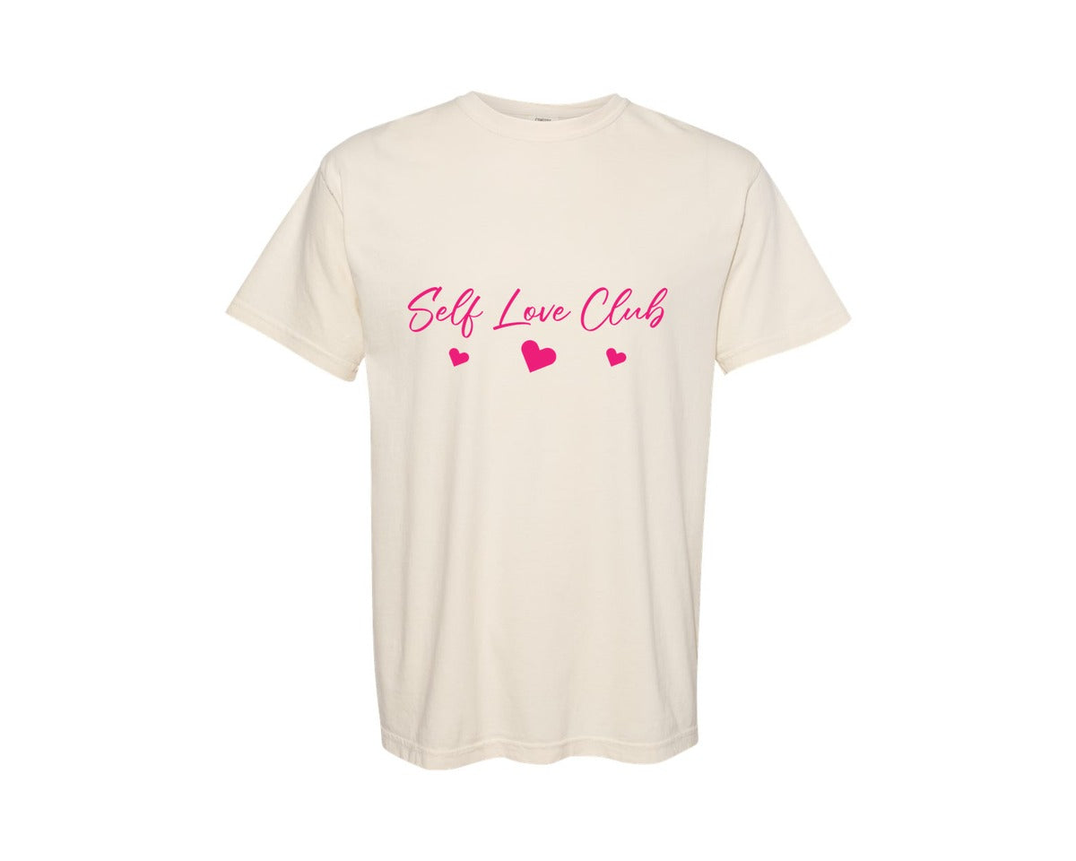 brand:Comfort Colors|color:Ivory|Self Love Club T Shirt Design Graphic T-Shirt