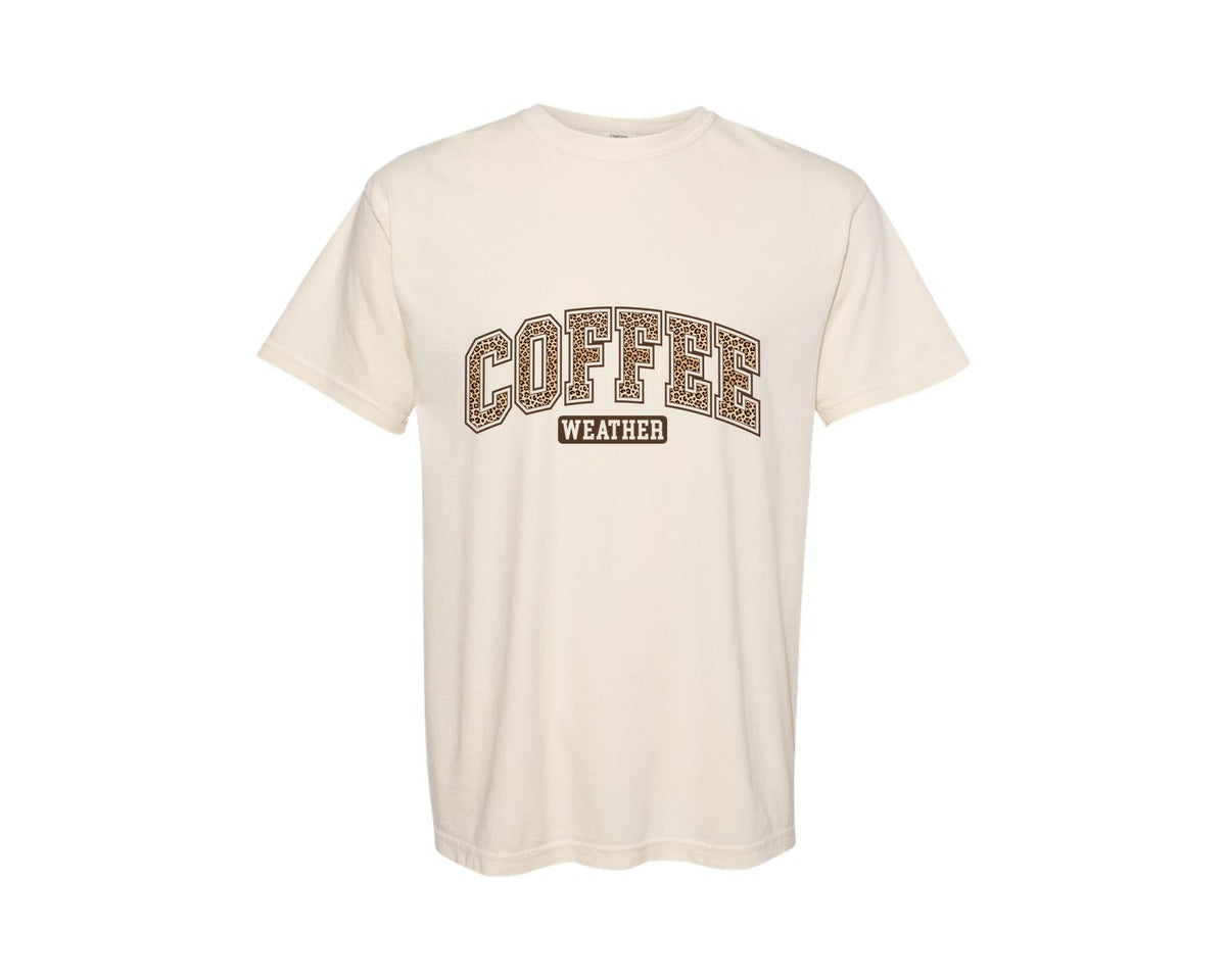 brand:Comfort Colors|color:Ivory|Coffee Weather Leopard Cozy Season Graphic T-Shirt