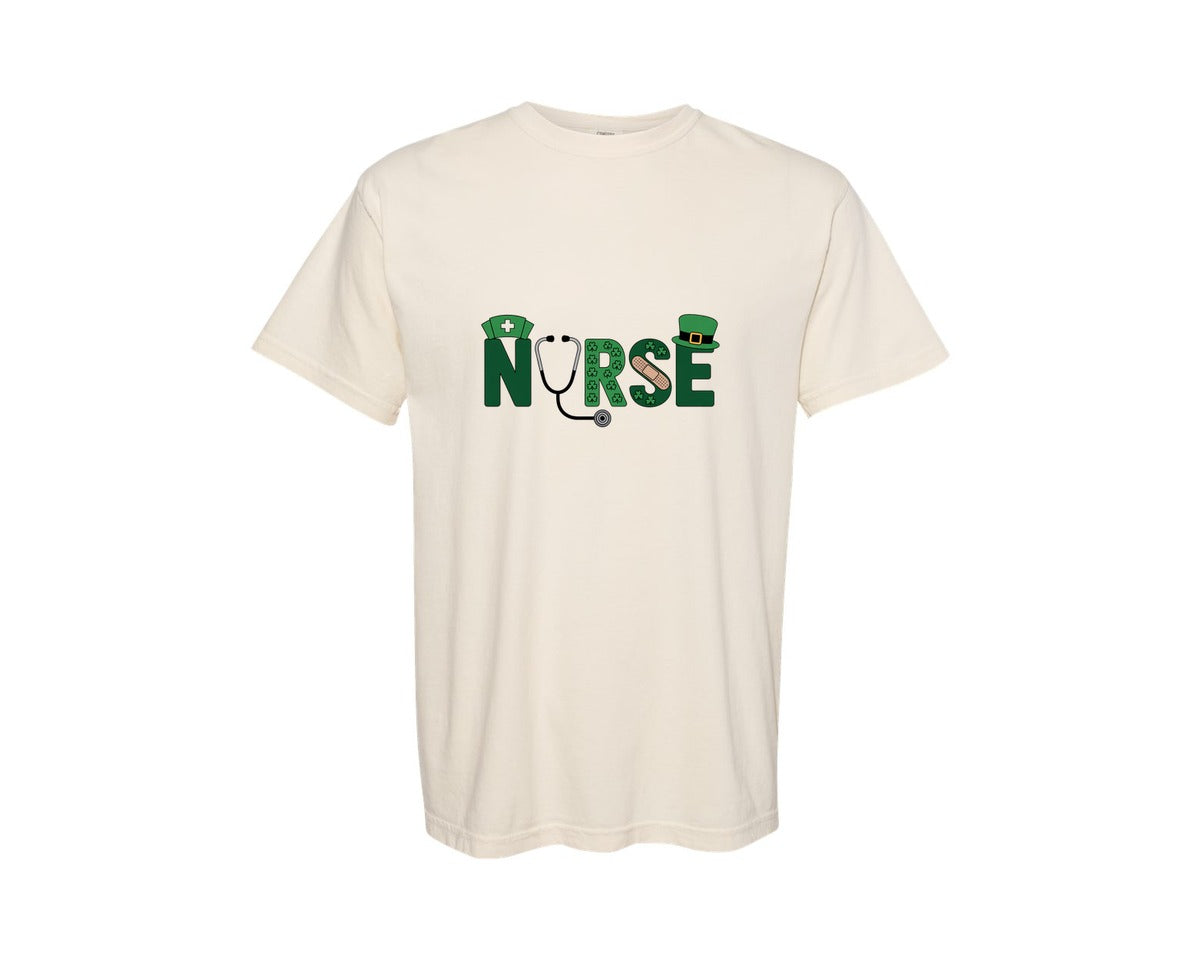 brand:Comfort Colors|color:Ivory|Lucky Nurse St Patricks Day 11 Graphic T-Shirt