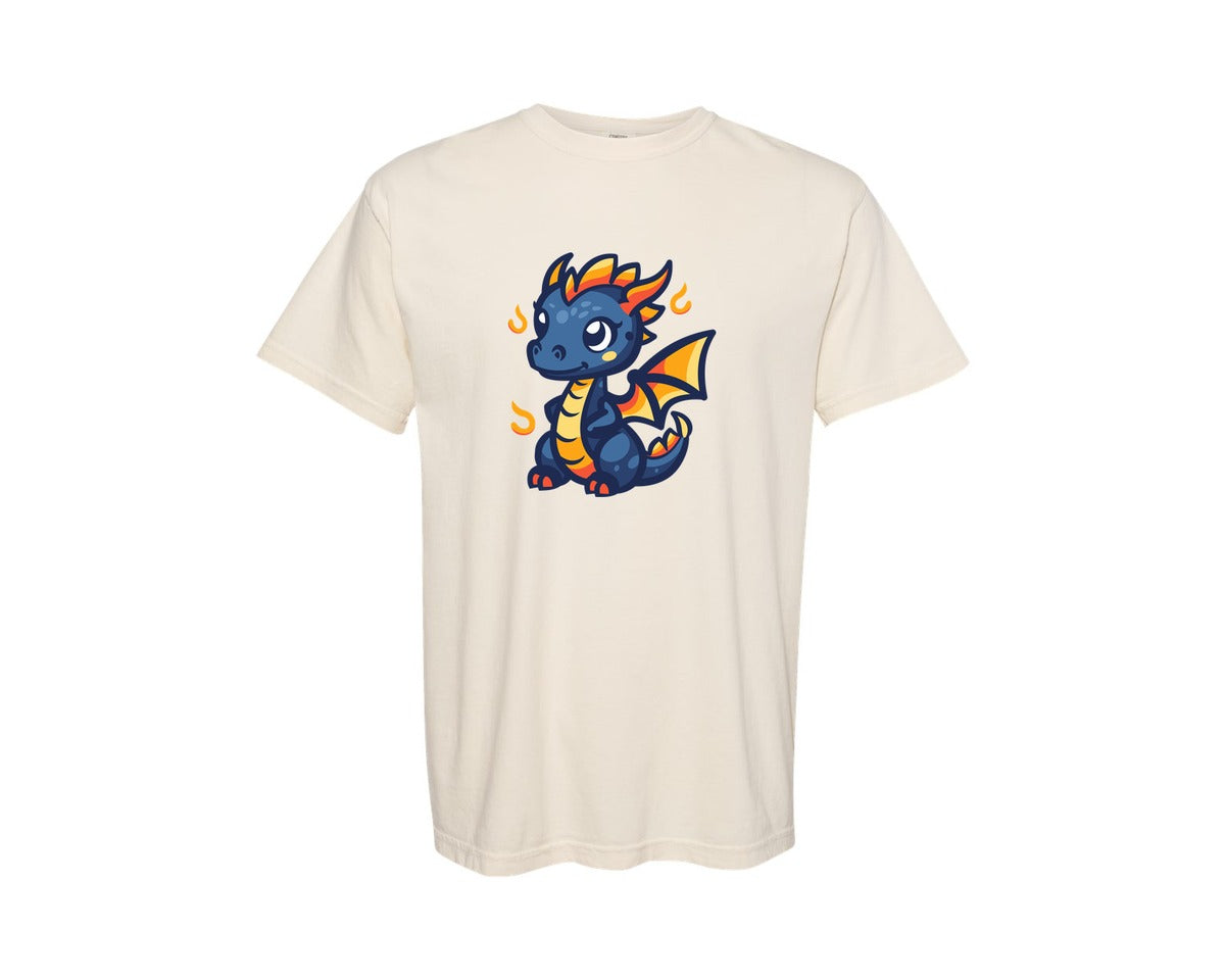brand:Comfort Colors|color:Ivory|Cute Dragon Line Art Vector Graphic T-Shirt