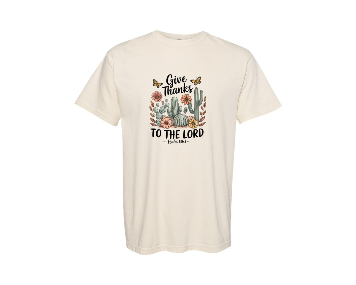 brand:Comfort Colors|color:Ivory|Give Thanks To The Lord Retro Graphic T-Shirt