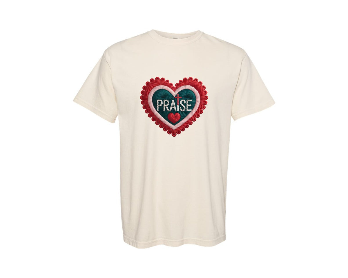 brand:Comfort Colors|color:Ivory|Crochet Christian Valentine Quotes Graphic T-Shirt