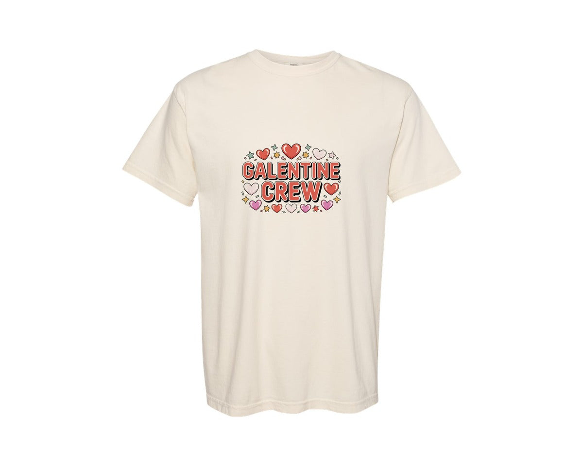brand:Comfort Colors|color:Ivory|Galentine Crew Galentines Day Graphic T-Shirt
