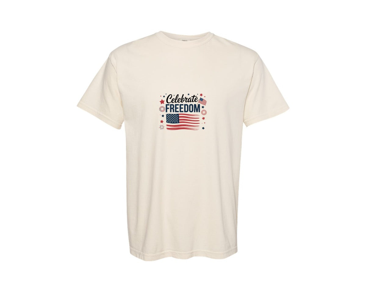 brand:Comfort Colors|color:Ivory|Celebrate Freedom 3 Graphic T-Shirt