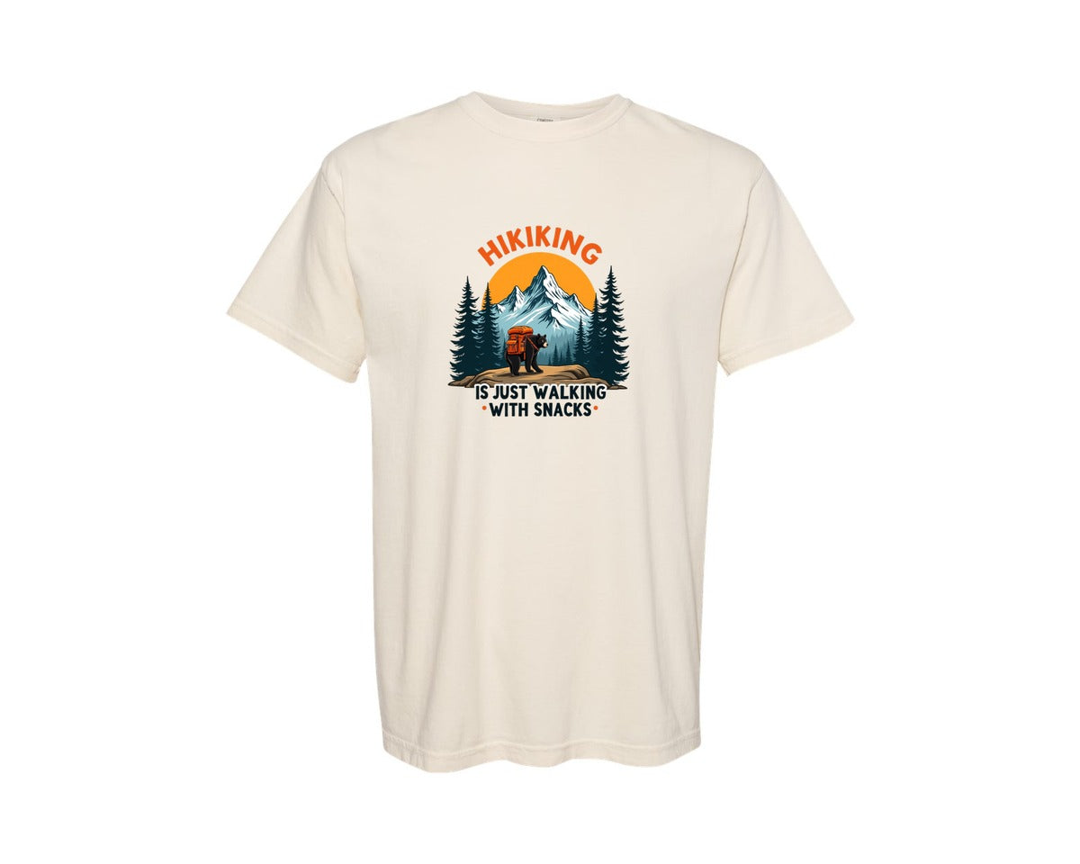 brand:Comfort Colors|color:Ivory|Funny Bear Backpack Mountain Hiking Graphic T-Shirt