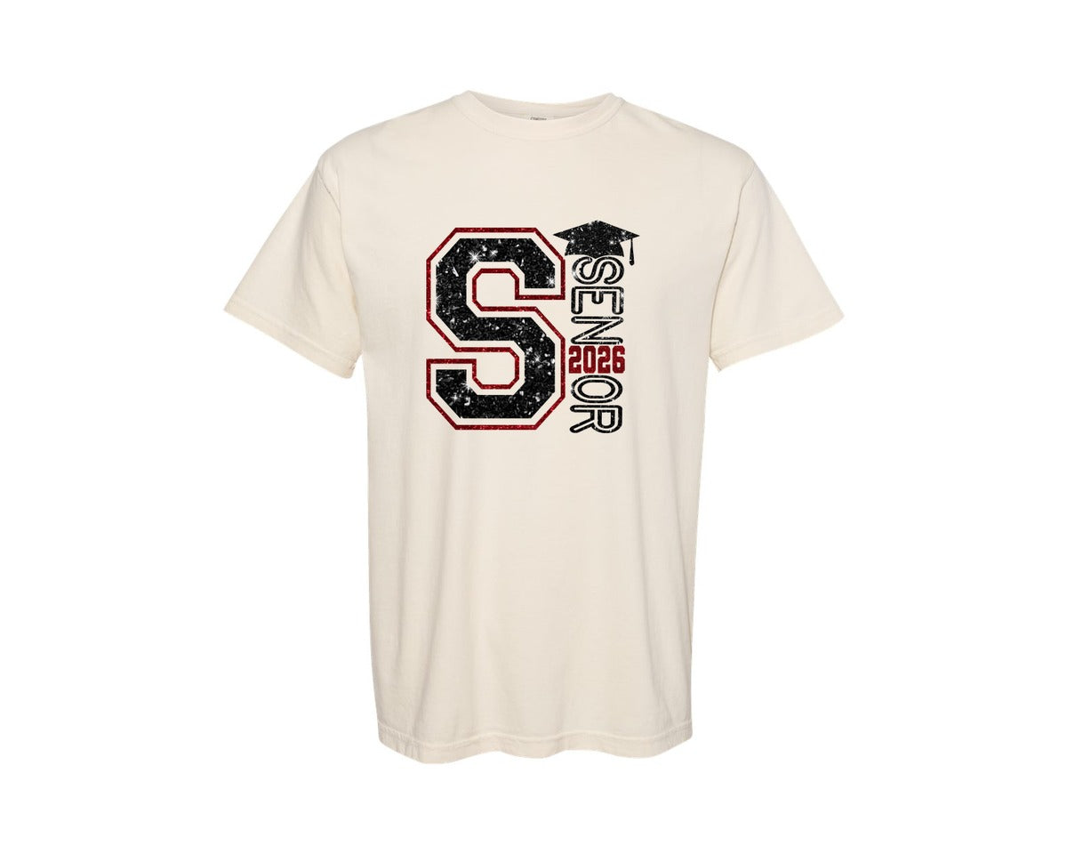 brand:Comfort Colors|color:Ivory|Senior 2026 With Graduation Cap Graphic T-Shirt