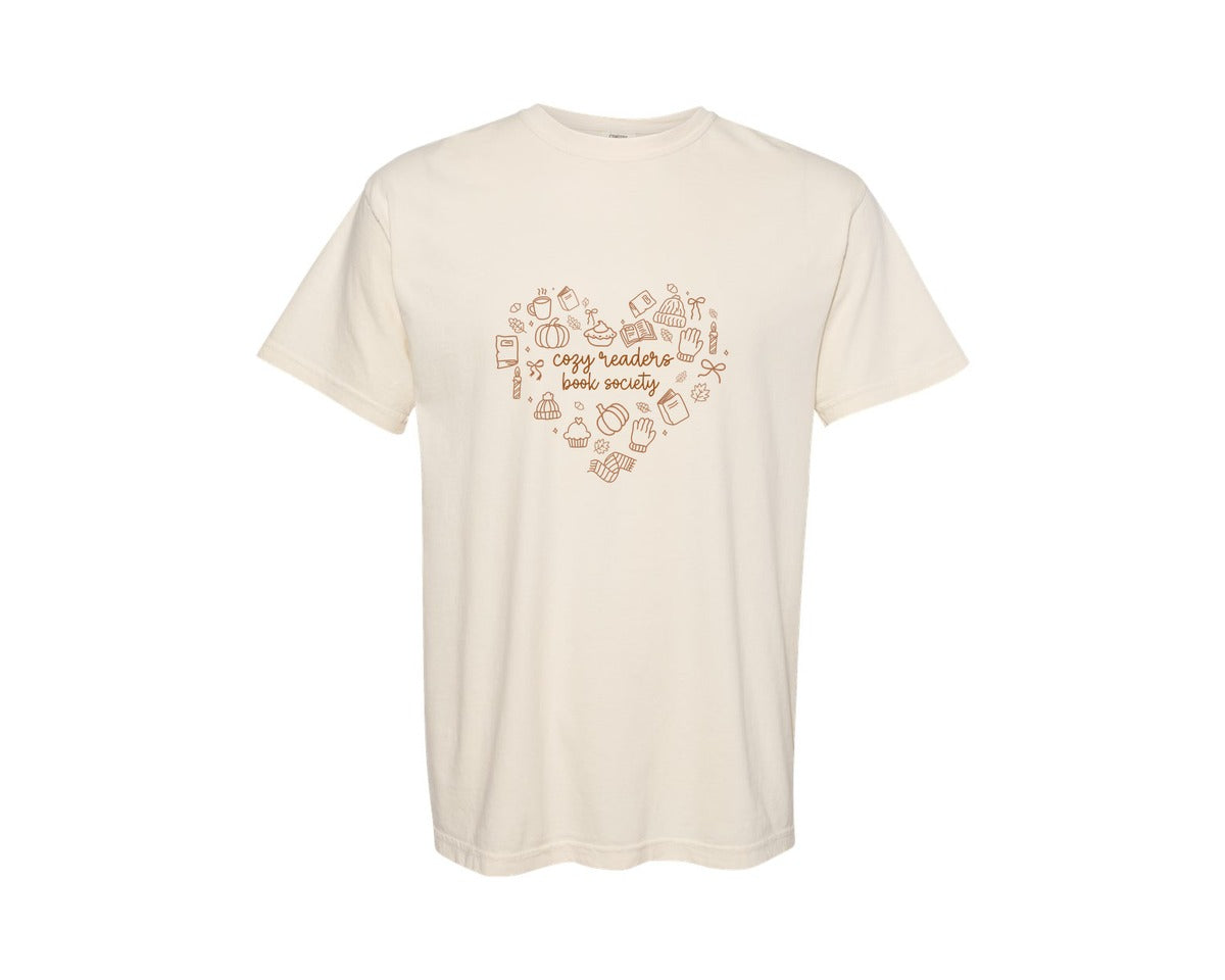 brand:Comfort Colors|color:Ivory|Fall Bookish Preppy Book Cozy Reader Graphic T-Shirt