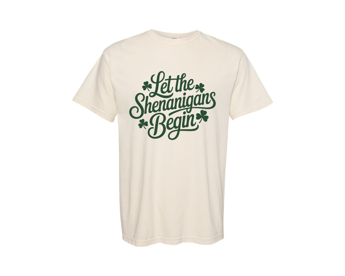 brand:Comfort Colors|color:Ivory|Let The Shenanigans Begin 55 Graphic T-Shirt
