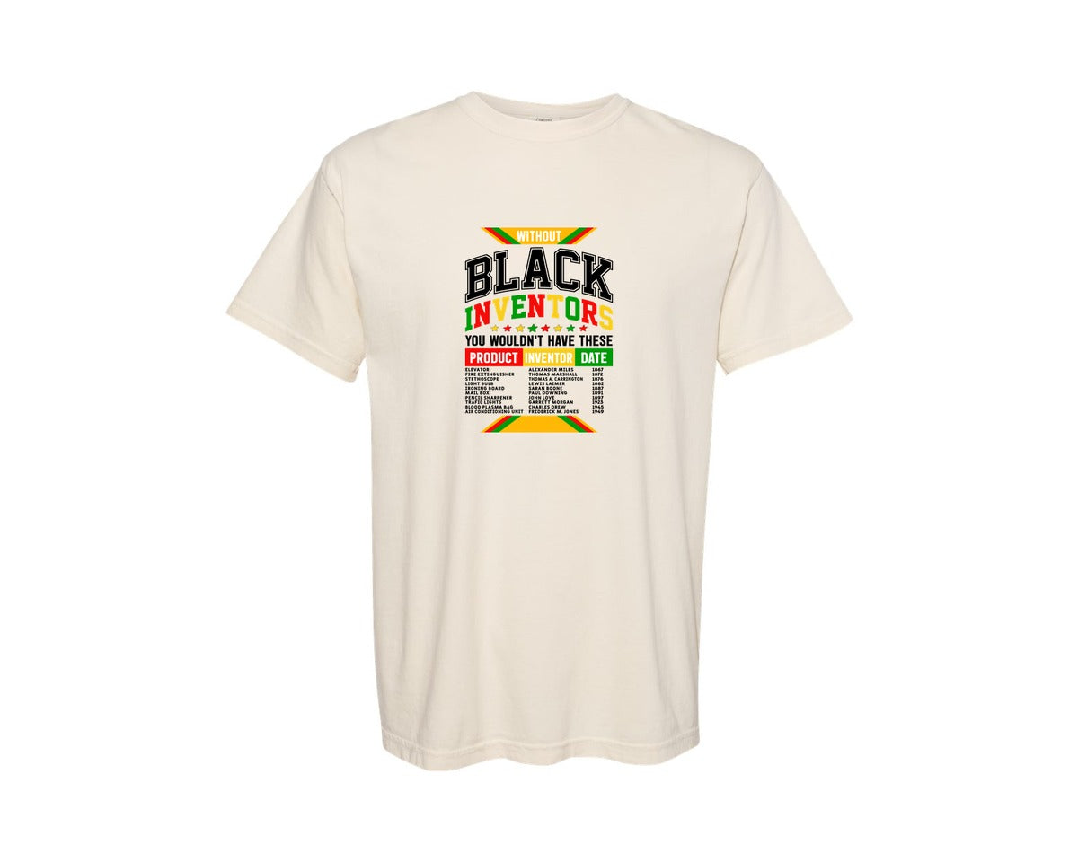 brand:Comfort Colors|color:Ivory|Black Inventors Black History Black Graphic T-Shirt