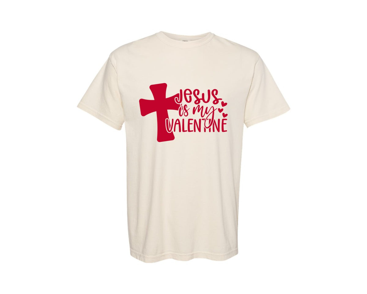 brand:Comfort Colors|color:Ivory|Jesus Is My Valentine Svgvalentines Day Graphic T-Shirt