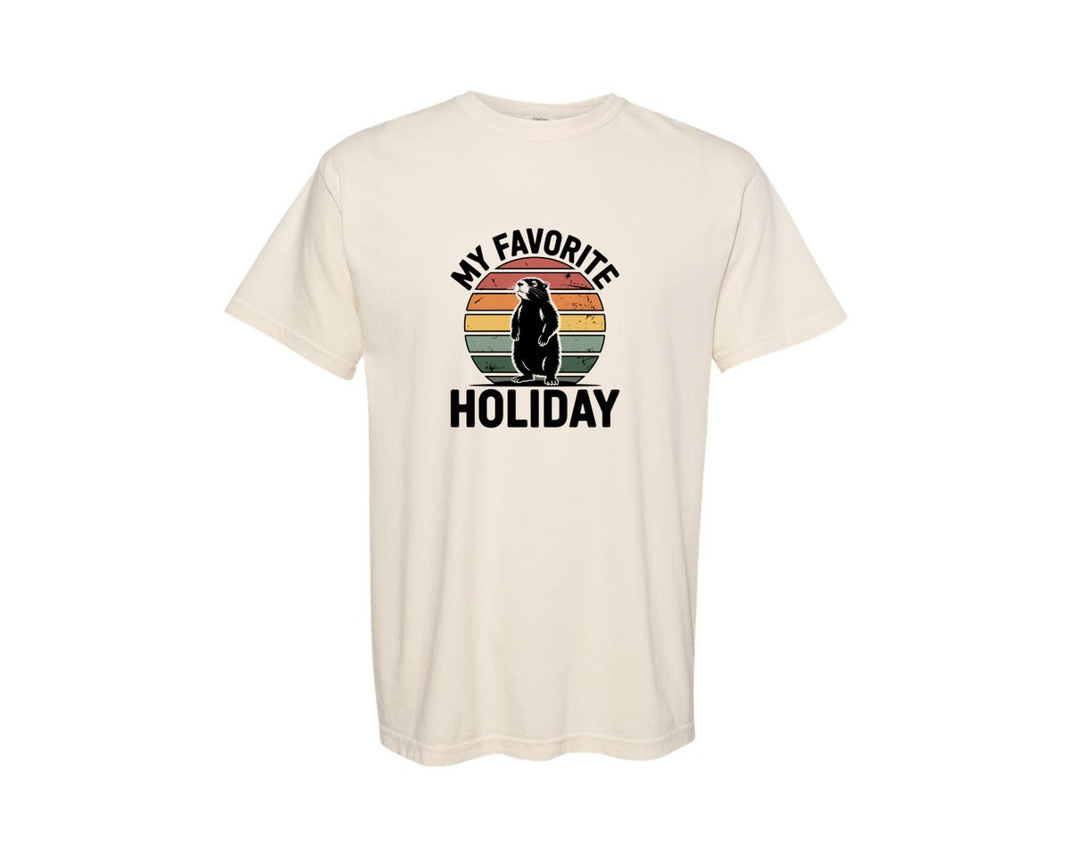 brand:Comfort Colors|color:Ivory|Groundhog Favorite Holiday Graphic T-Shirt