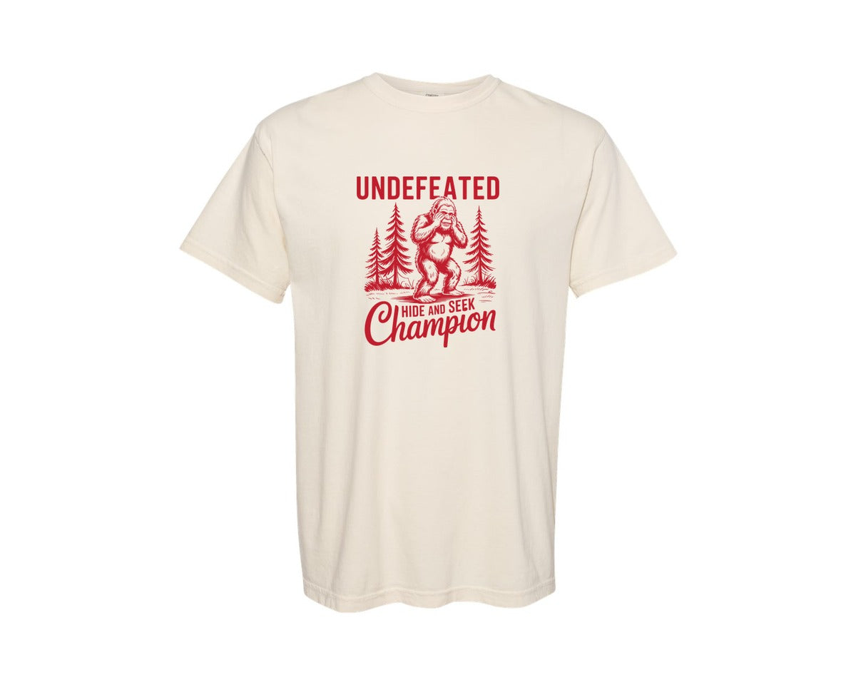 brand:Comfort Colors|color:Ivory|Bigfoot Undefeated Hide And Seek 2 Graphic T-Shirt