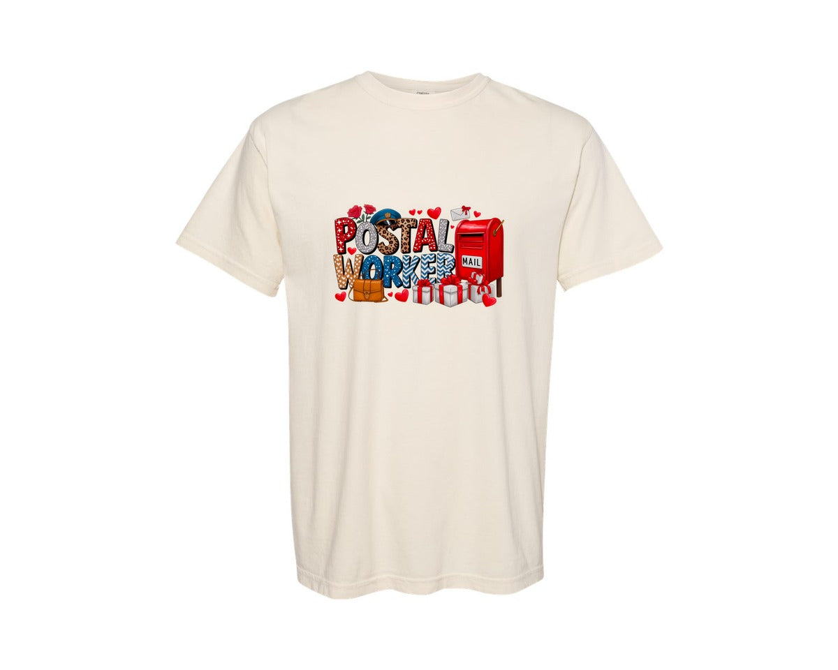 brand:Comfort Colors|color:Ivory|Christmas Postal Worker Graphic T-Shirt
