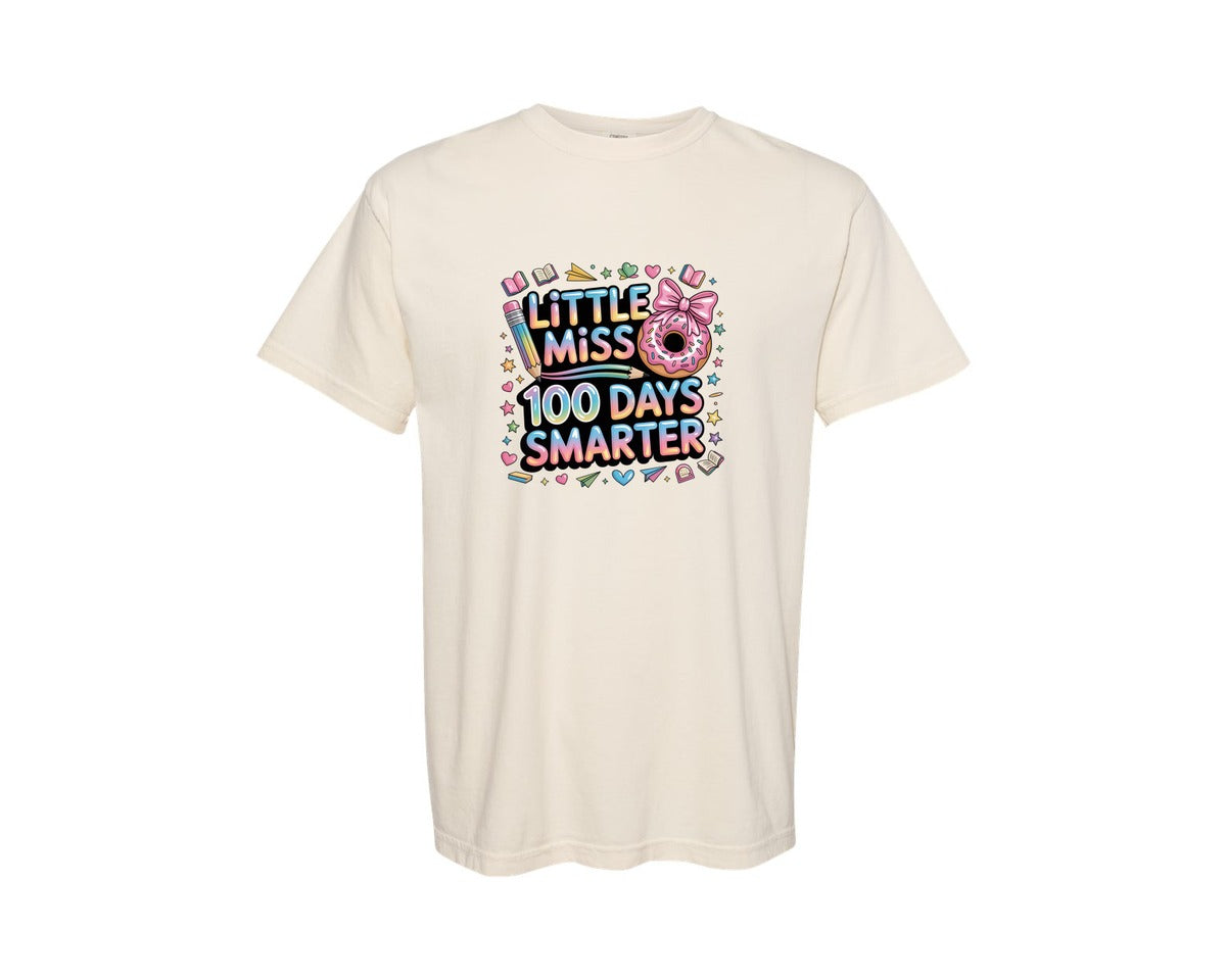 brand:Comfort Colors|color:Ivory|100 Days Of School Little Miss 100 2 Graphic T-Shirt