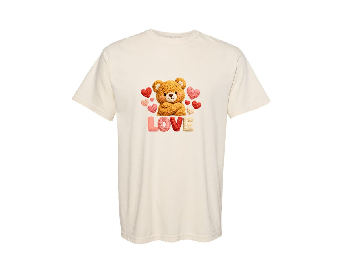 brand:Comfort Colors|color:Ivory|Yarn Crochet Cartoon Love Graphic T-Shirt