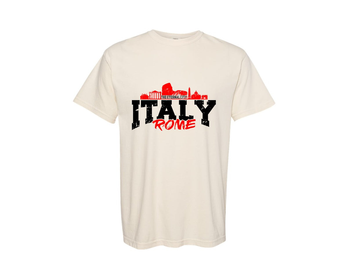 brand:Comfort Colors|color:Ivory|Distressed Rome Italy Shirt Graphic T-Shirt