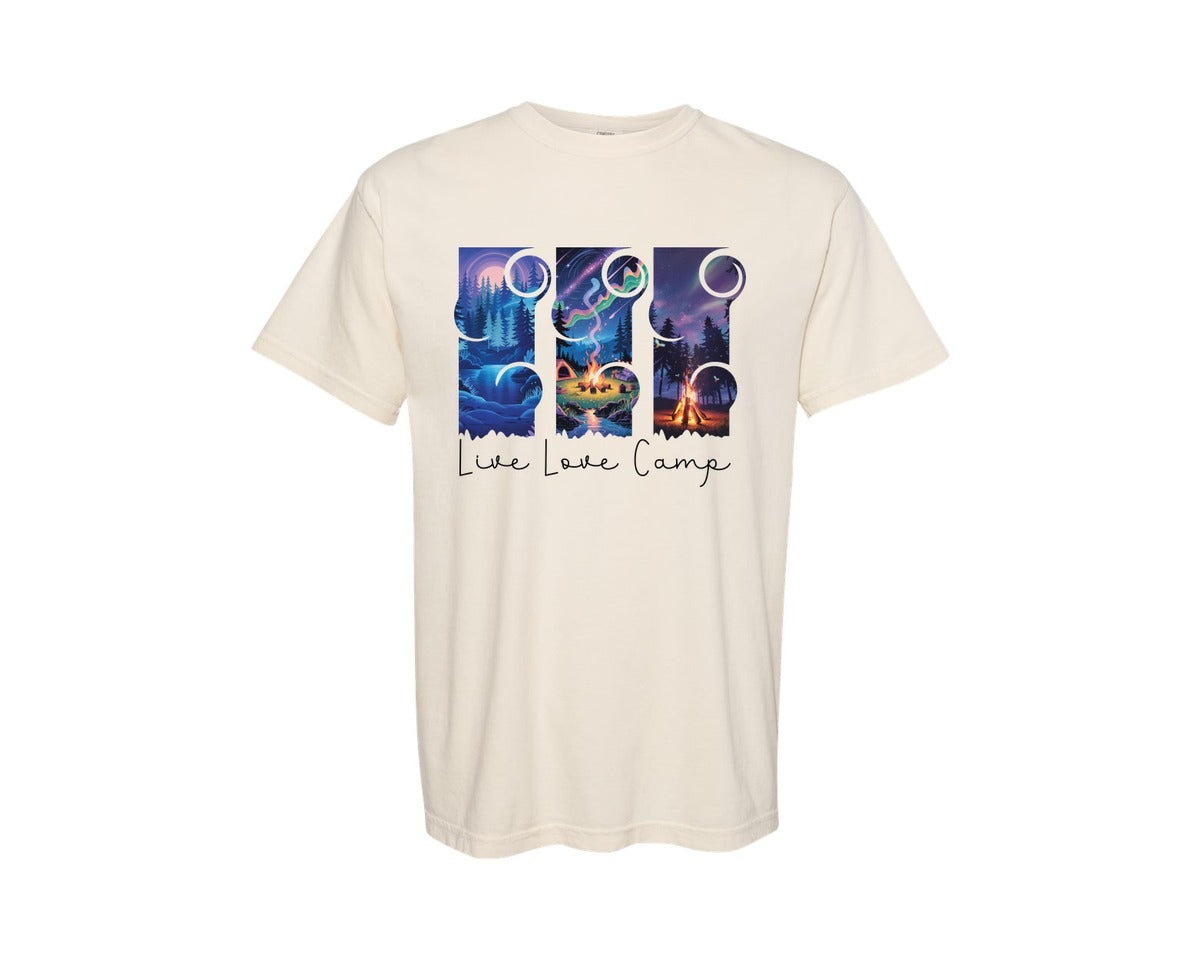 brand:Comfort Colors|color:Ivory|Live Love Camp T Shirt Design 4 Graphic T-Shirt