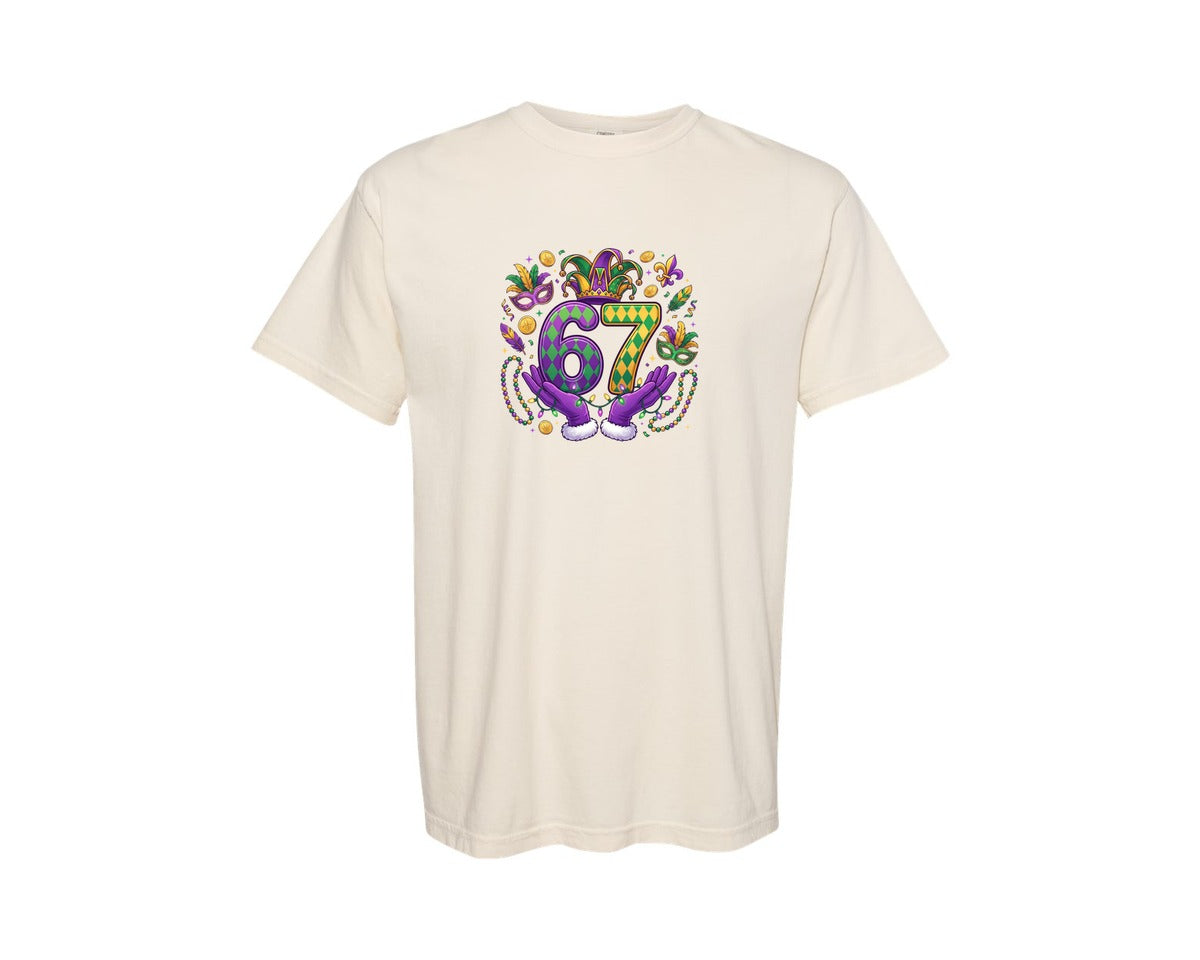 brand:Comfort Colors|color:Ivory|Six Seven 67 Mardi Gras Meme 3 Graphic T-Shirt