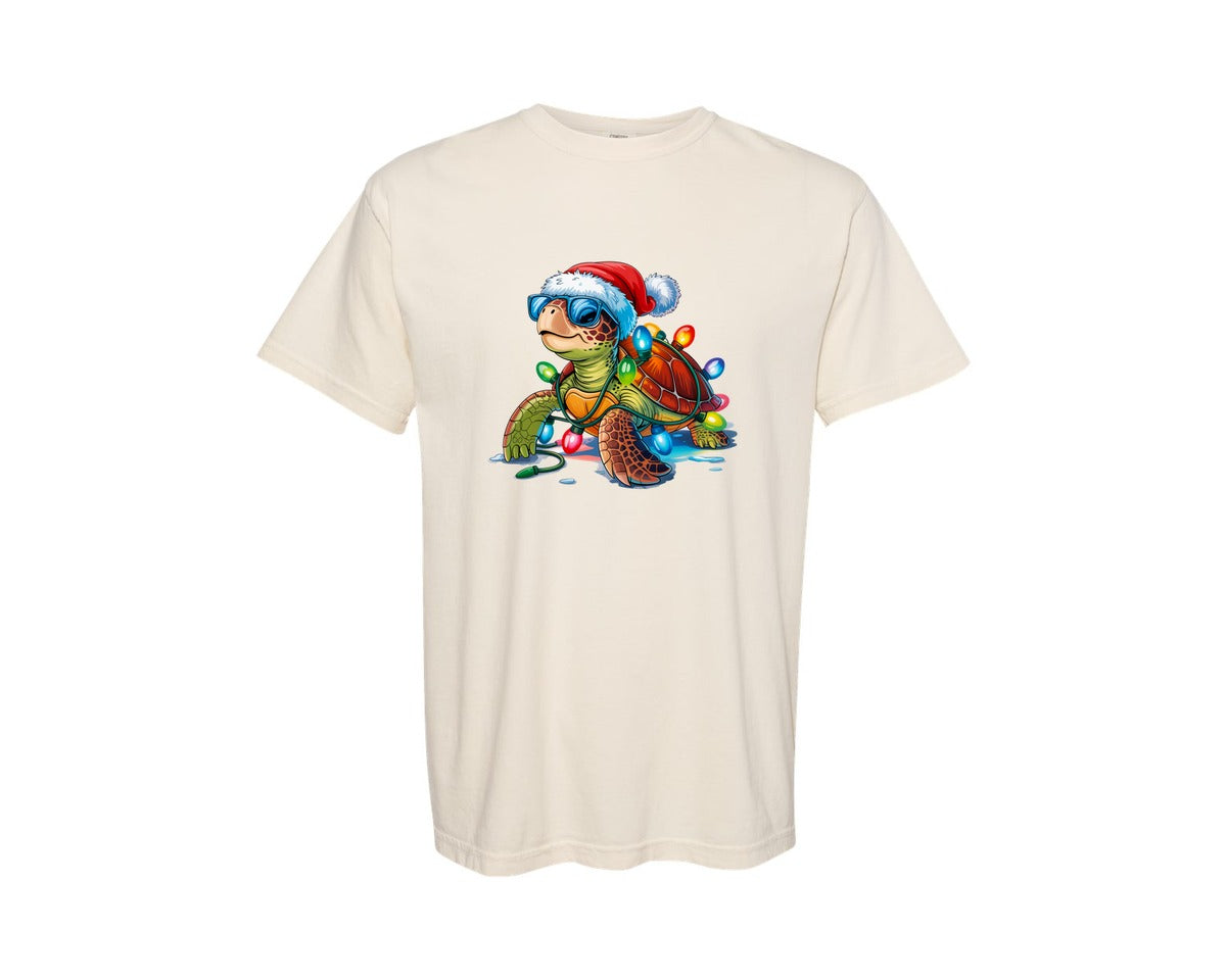 brand:Comfort Colors|color:Ivory|Christmas Turtle 9 Graphic T-Shirt