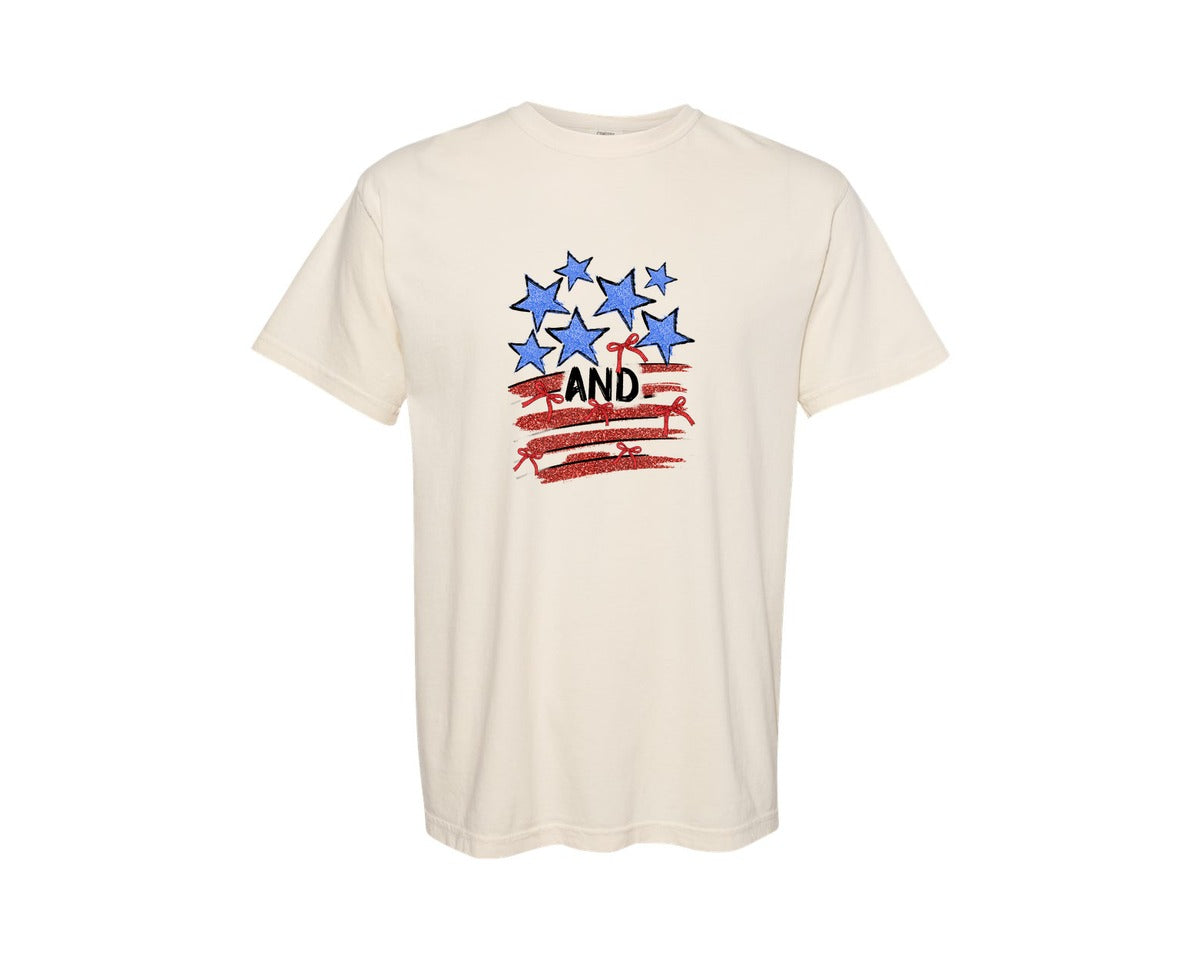 brand:Comfort Colors|color:Ivory|Retro America Coquette Usa 2 Graphic T-Shirt