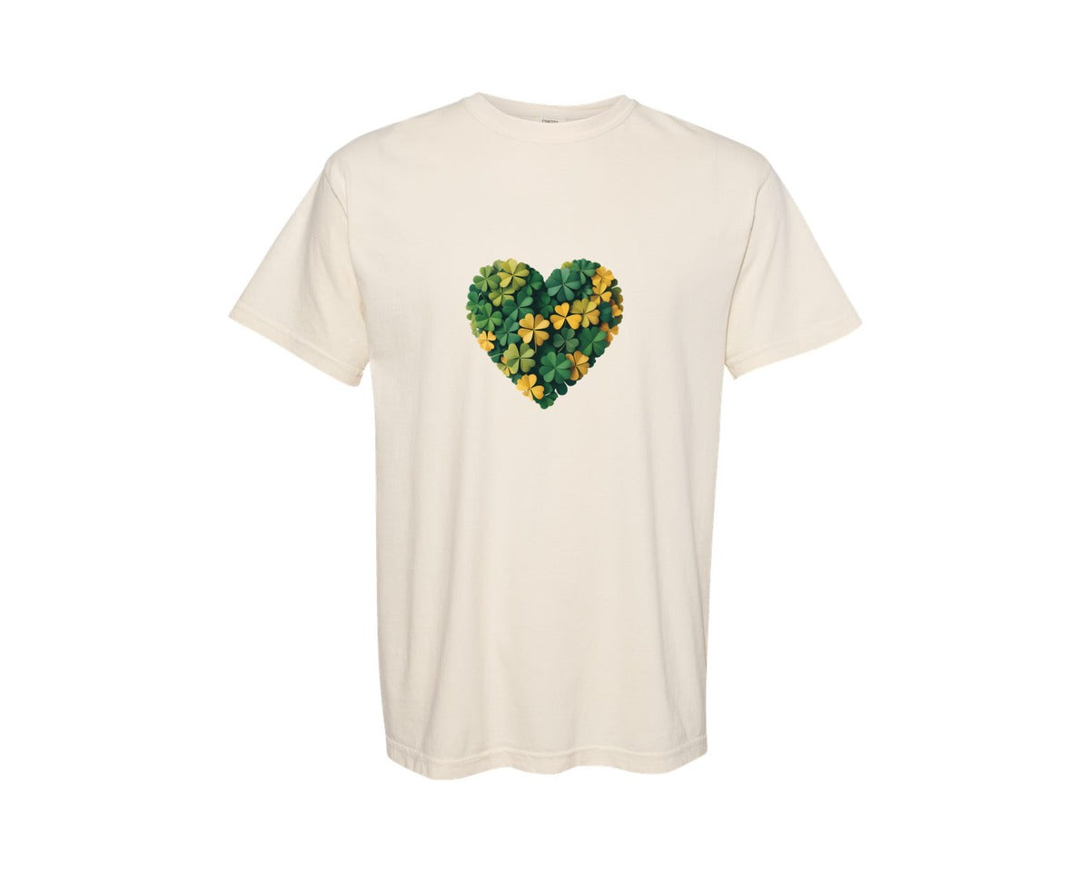 brand:Comfort Colors|color:Ivory|St Patricks Day Heart Brushstroke 7 Graphic T-Shirt