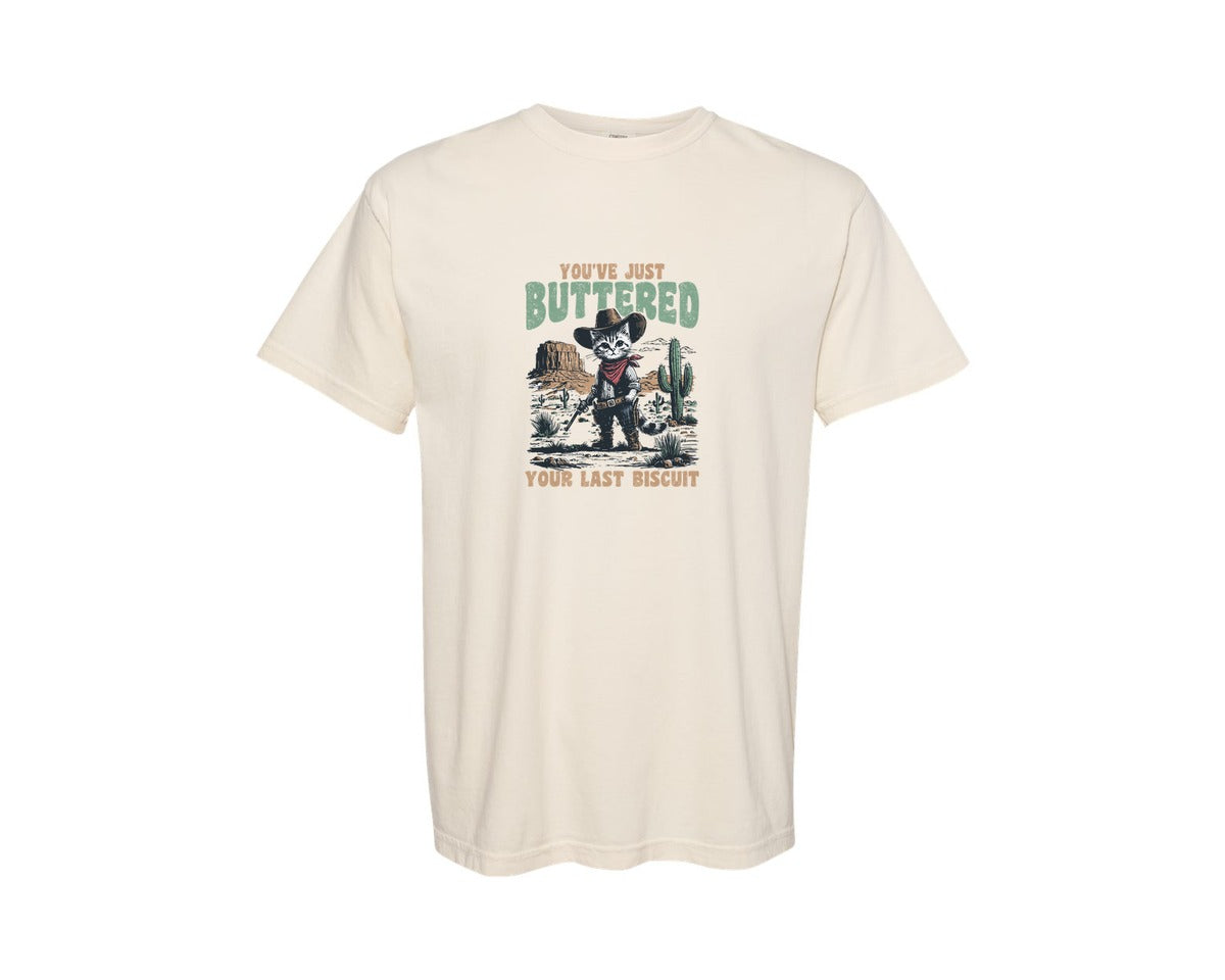brand:Comfort Colors|color:Ivory|Retro Cowboy Cat Shirt Graphic T-Shirt
