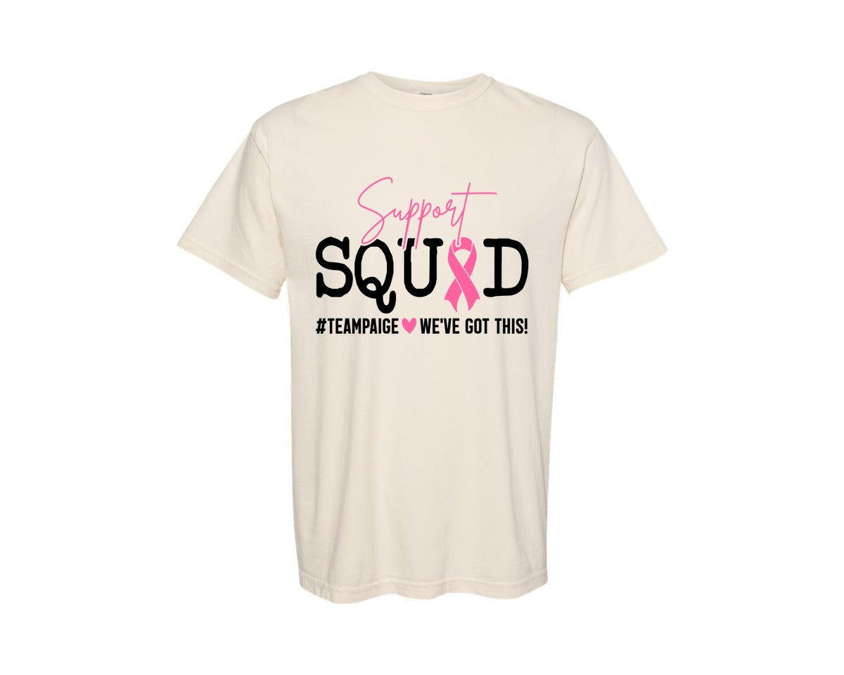 brand:Comfort Colors|color:Ivory|Custom Breast Cancer Hoodie Cancer Graphic T-Shirt