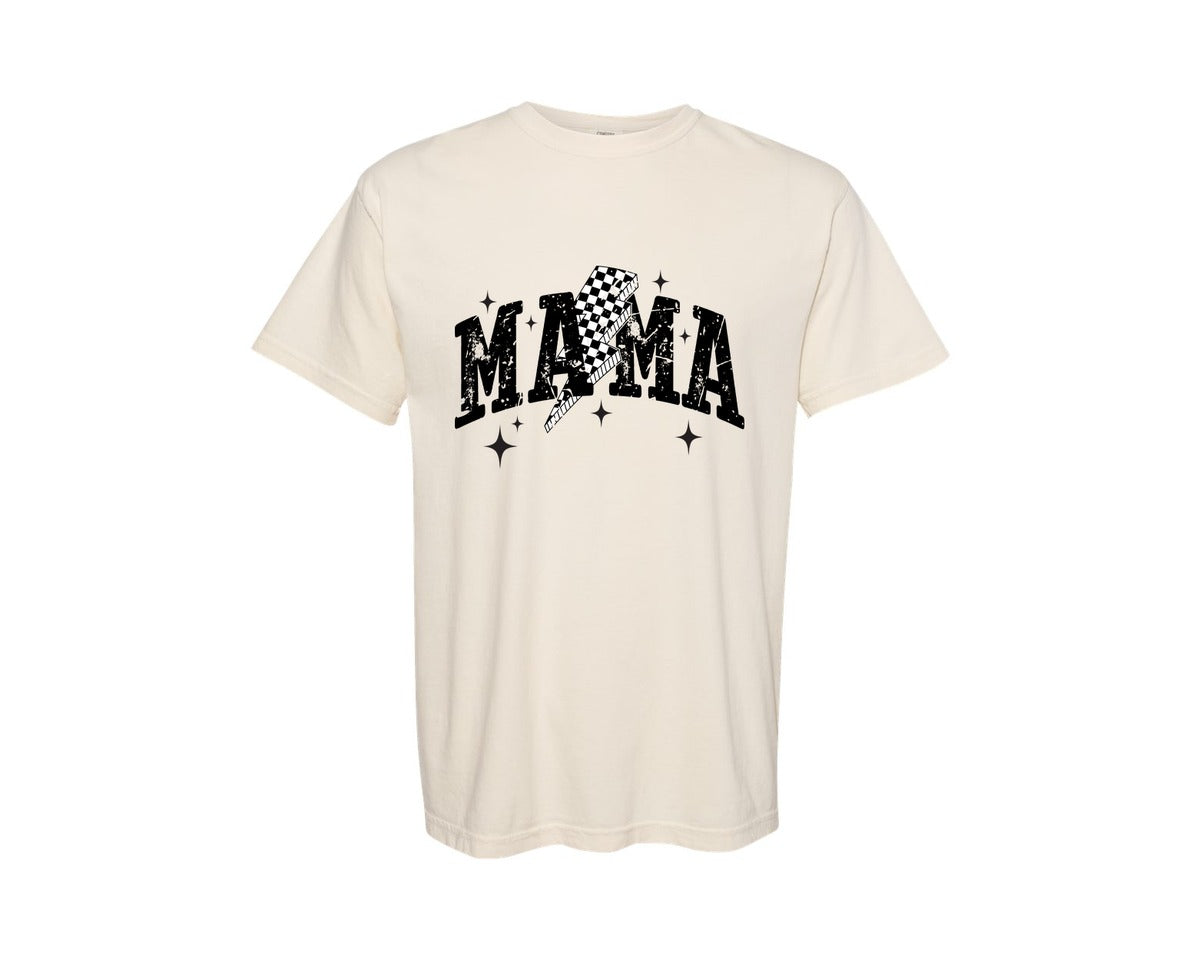 brand:Comfort Colors|color:Ivory|Retro Checkered Mama Mom Graphic T-Shirt