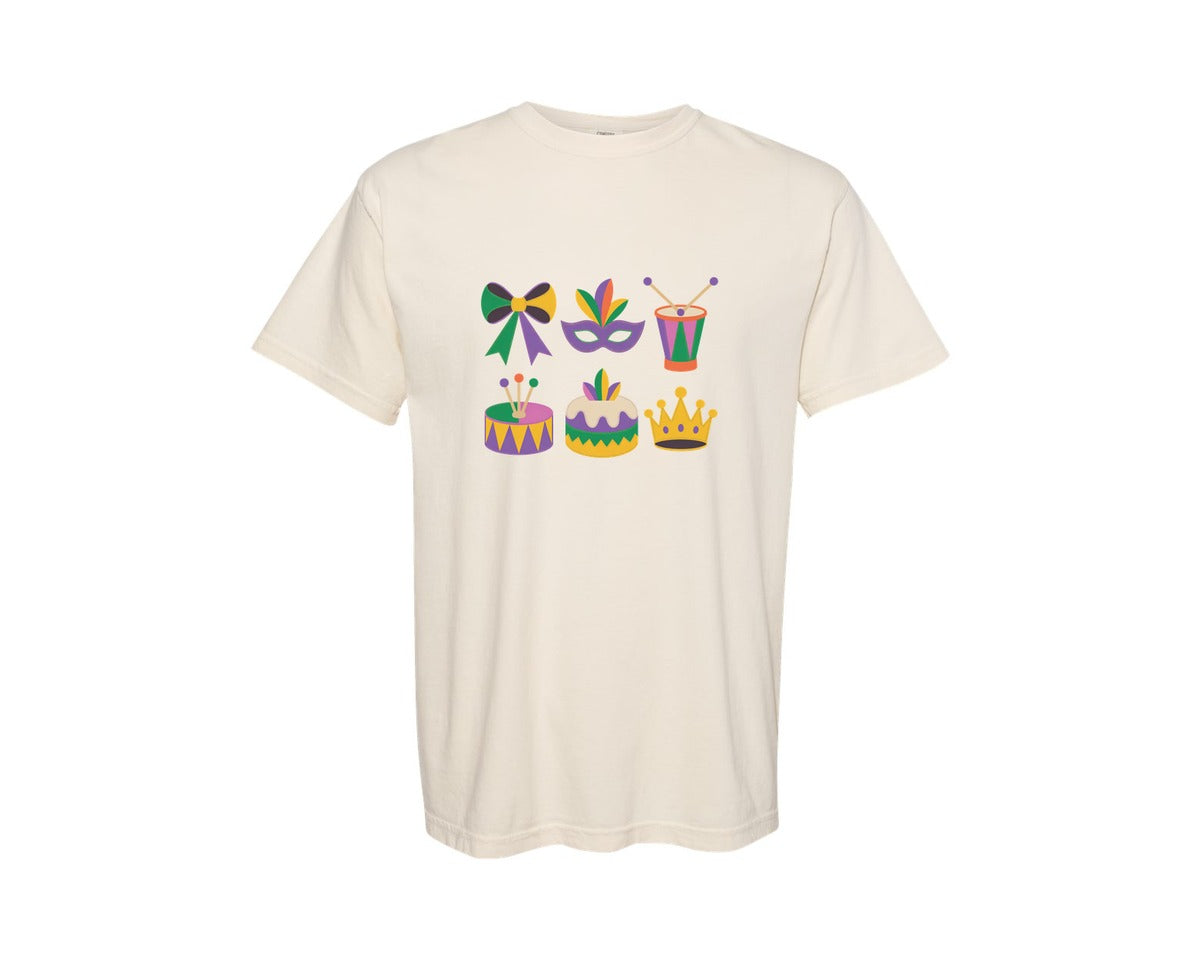 brand:Comfort Colors|color:Ivory|Mardi Gras Coquette Festival 3 Graphic T-Shirt