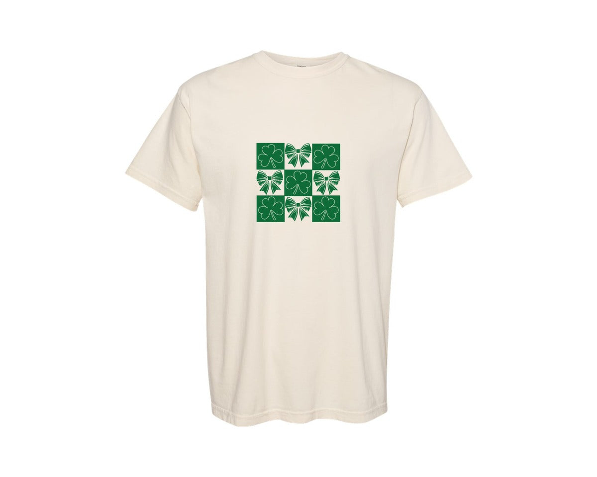 brand:Comfort Colors|color:Ivory|Checkered St Patricks Day 4 Graphic T-Shirt