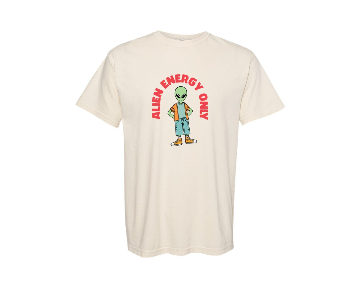 brand:Comfort Colors|color:Ivory|Alien Energy Only T Shirt Design Graphic T-Shirt