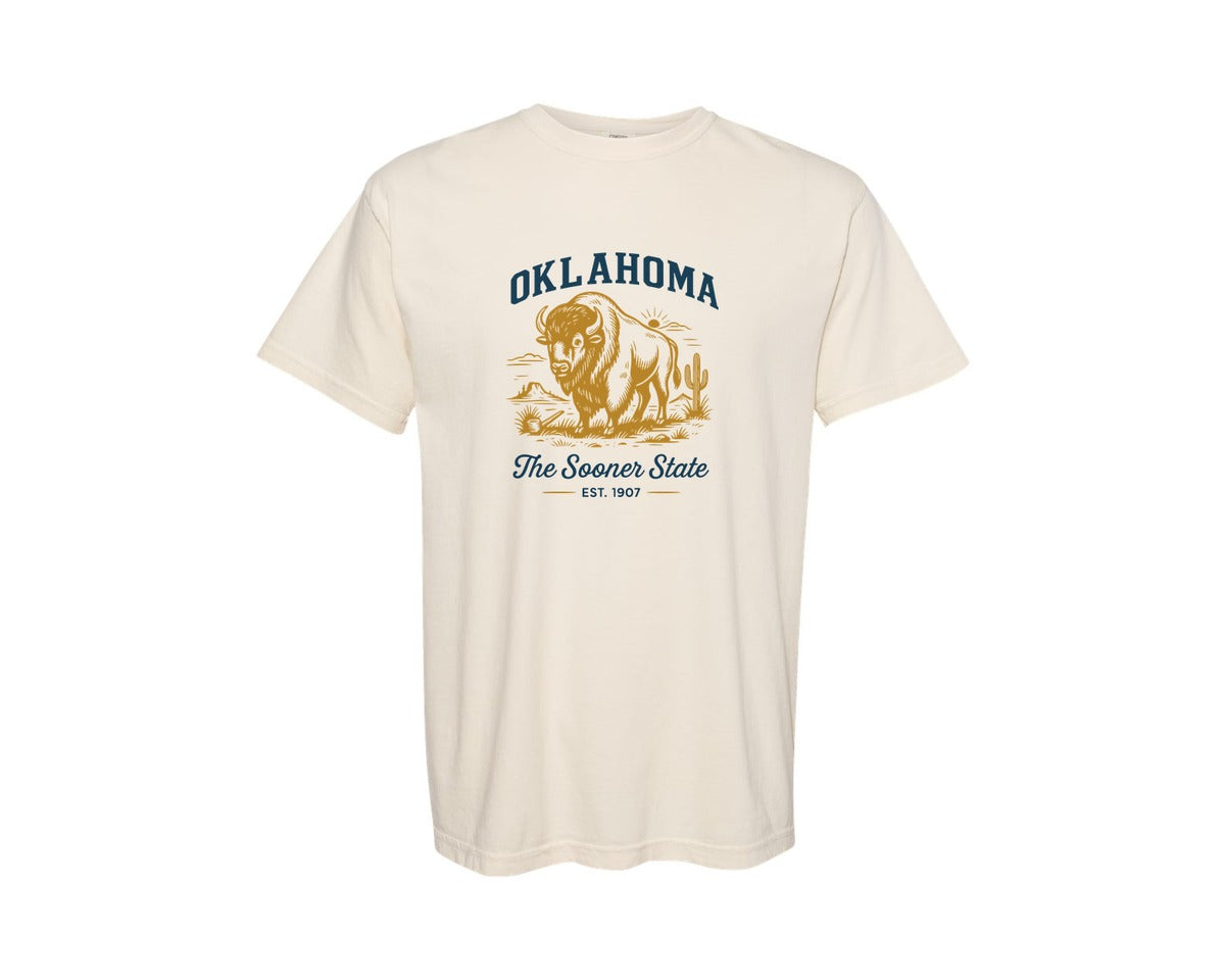 brand:Comfort Colors|color:Ivory|Oklahoma The Sooner State Est 1907 Graphic T-Shirt