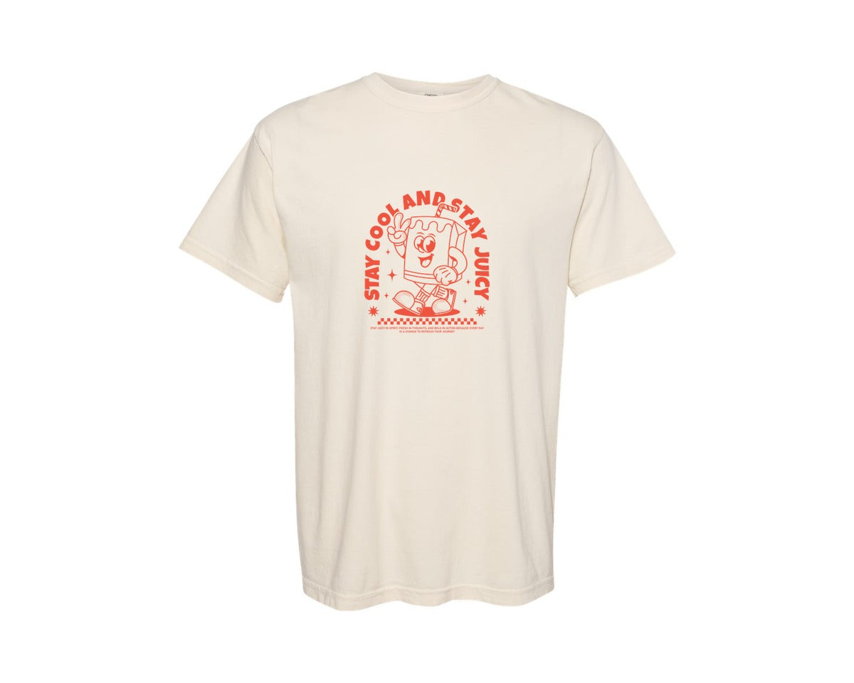 brand:Comfort Colors|color:Ivory|Retro Cartoon Juice Box Character Design Graphic T-Shirt