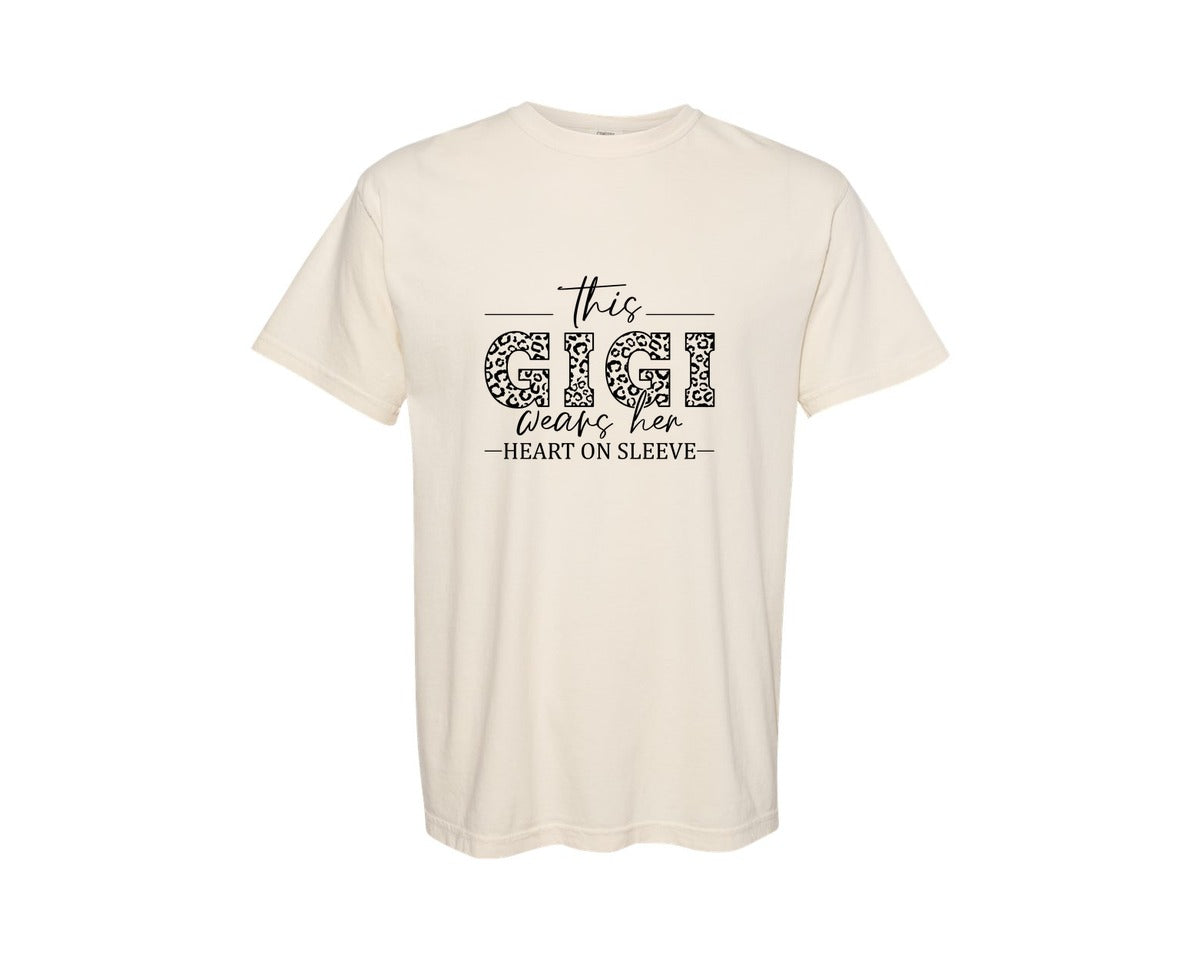 brand:Comfort Colors|color:Ivory|This Gigi Wears Her Heart Blessed Graphic T-Shirt
