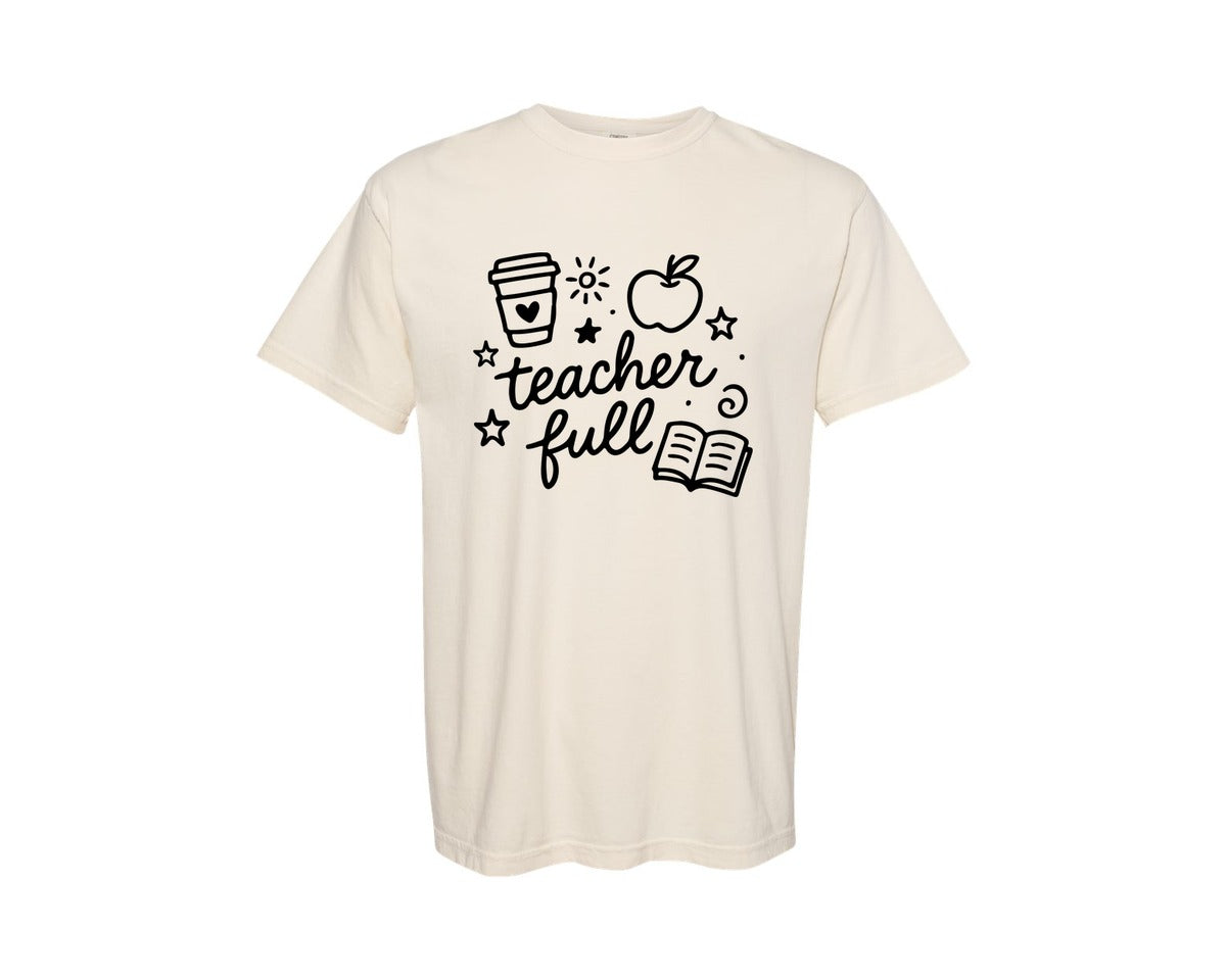 brand:Comfort Colors|color:Ivory|Teacher Full Teacher 4 Graphic T-Shirt