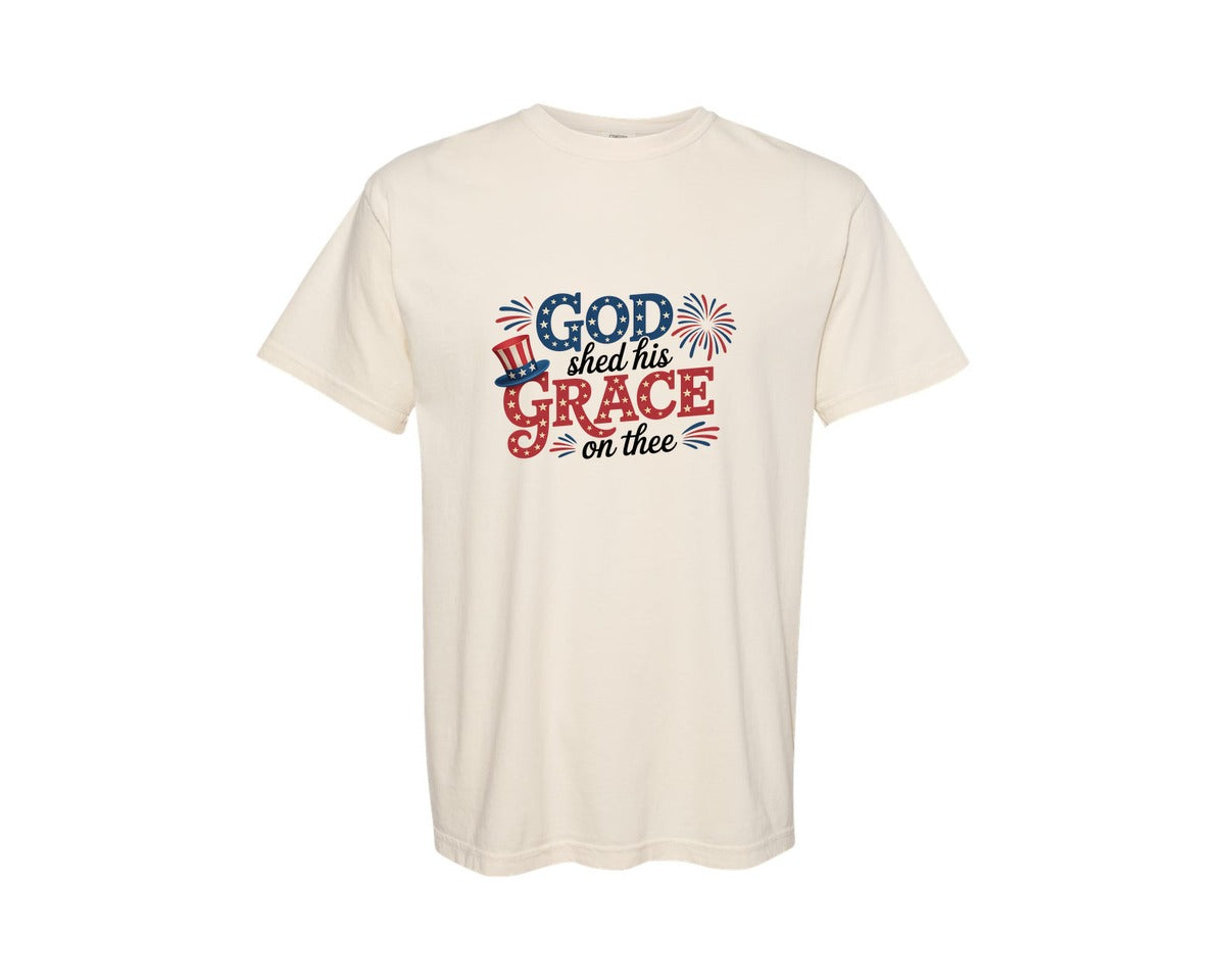 brand:Comfort Colors|color:Ivory|God Shed His Grace Patriotic 2 Graphic T-Shirt