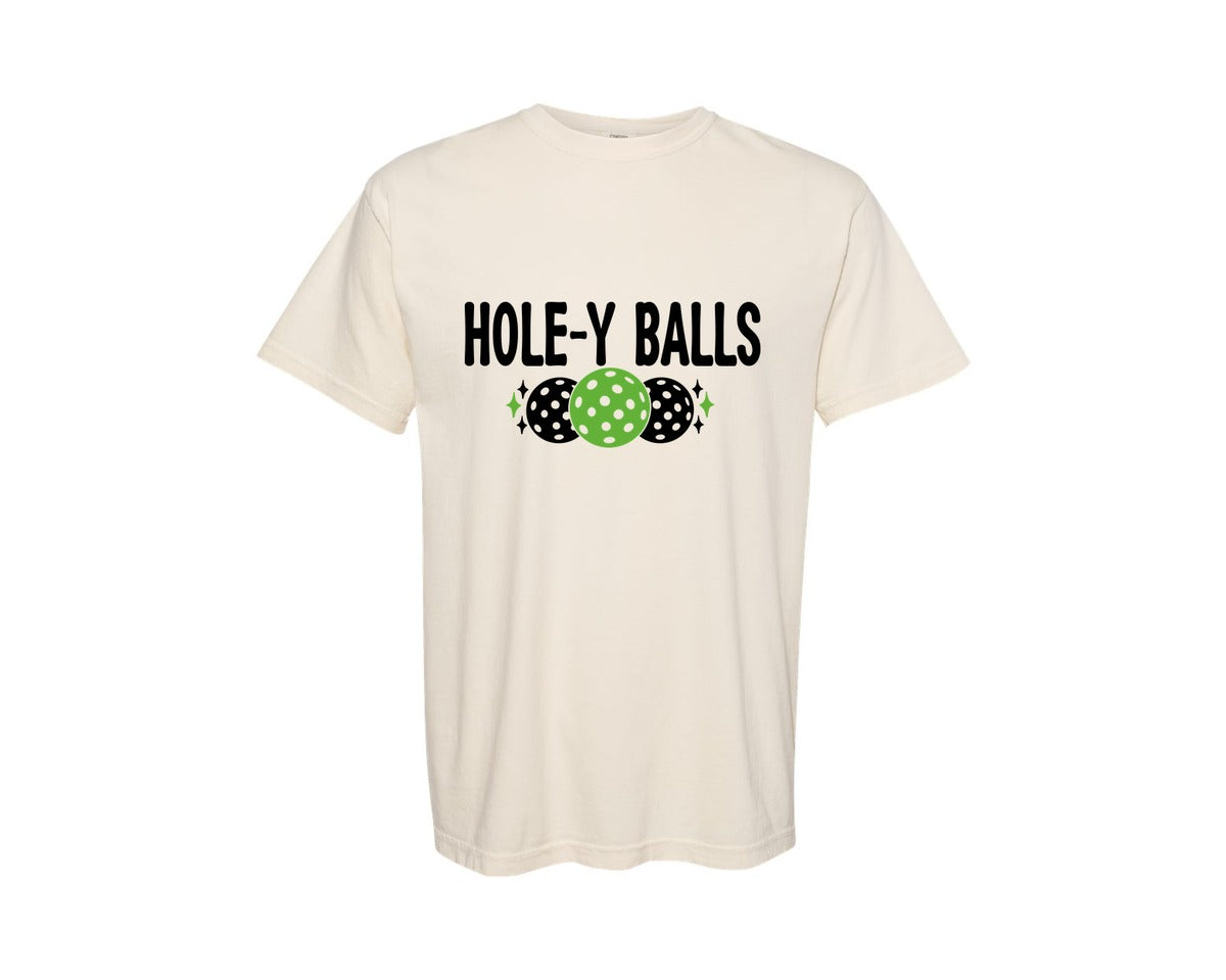 brand:Comfort Colors|color:Ivory|Hole Y Balls Pickleball Graphic T-Shirt