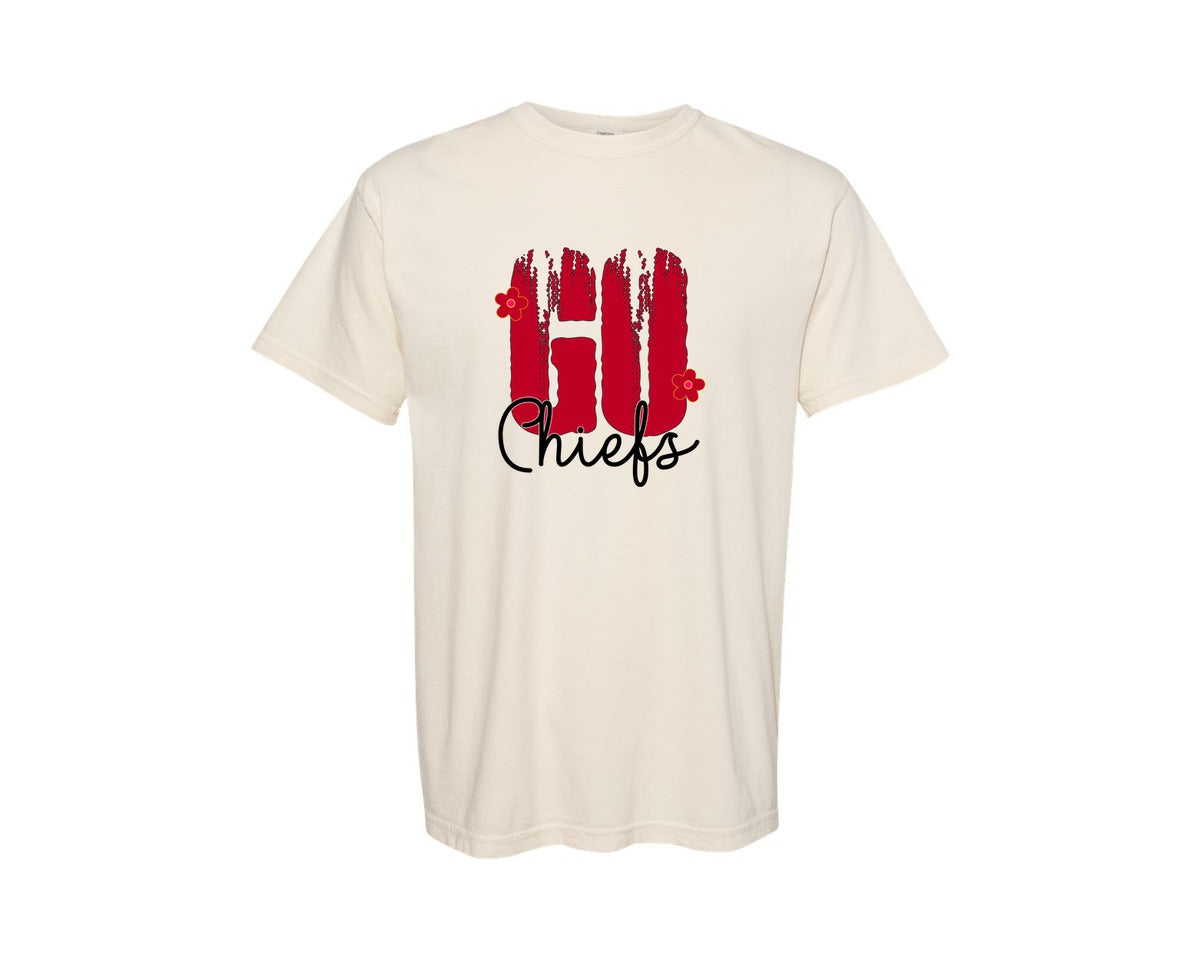 brand:Comfort Colors|color:Ivory|Go Chiefs Team Typography Design Graphic T-Shirt