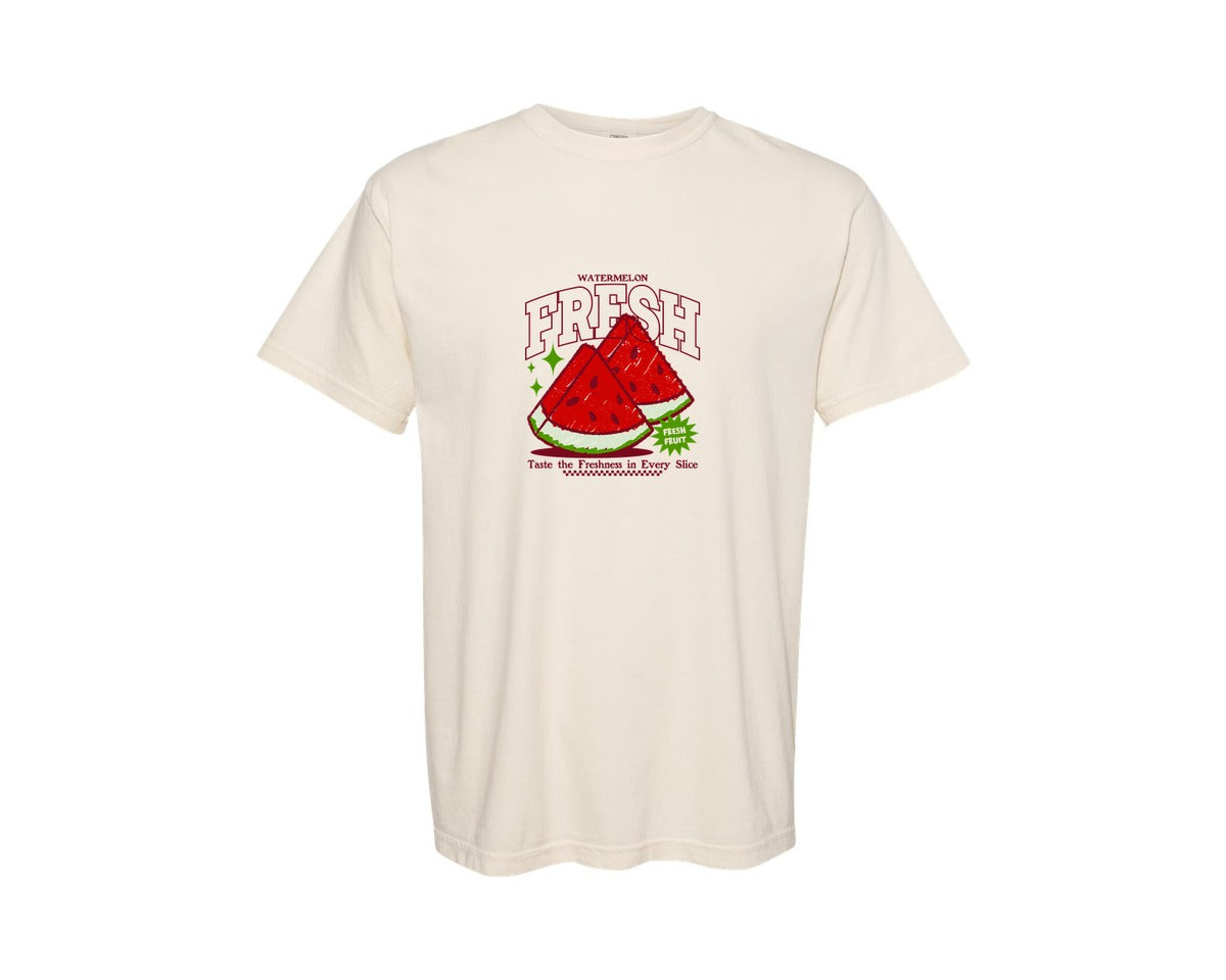 brand:Comfort Colors|color:Ivory|Watermelon Illustration Print Design Graphic T-Shirt
