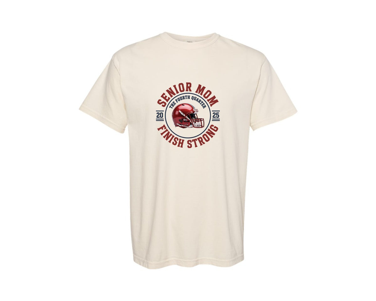 brand:Comfort Colors|color:Ivory|Senior Mom Fourth Quarter Finish Graphic T-Shirt