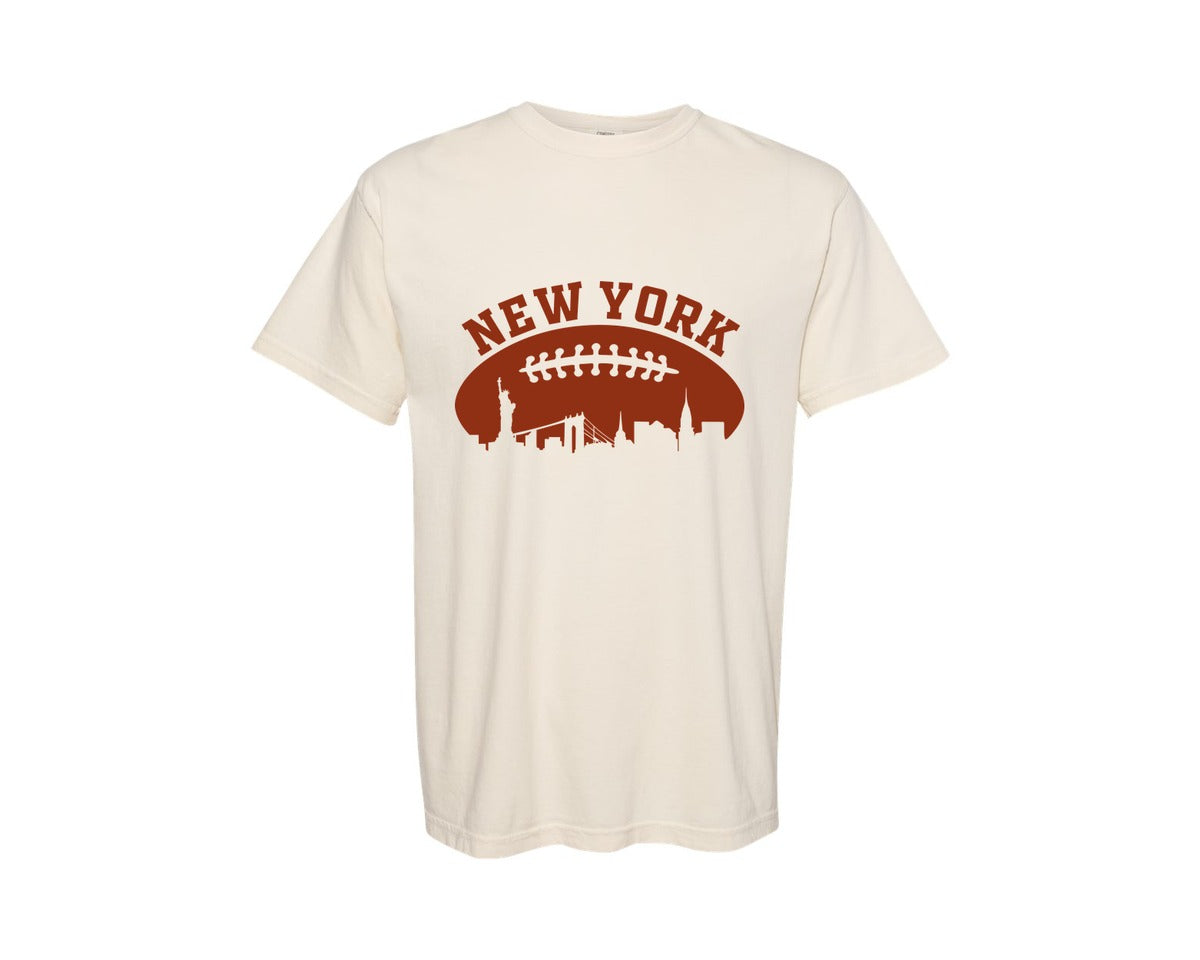 brand:Comfort Colors|color:Ivory|American Football New York City Skyline Graphic T-Shirt