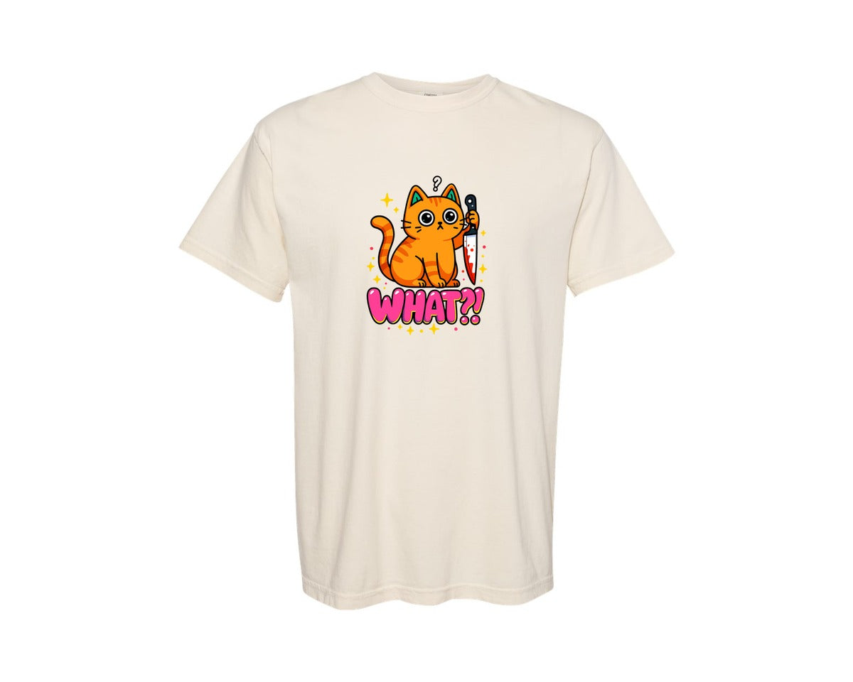 brand:Comfort Colors|color:Ivory|Cute Creepy Kitty What Graphic T-Shirt