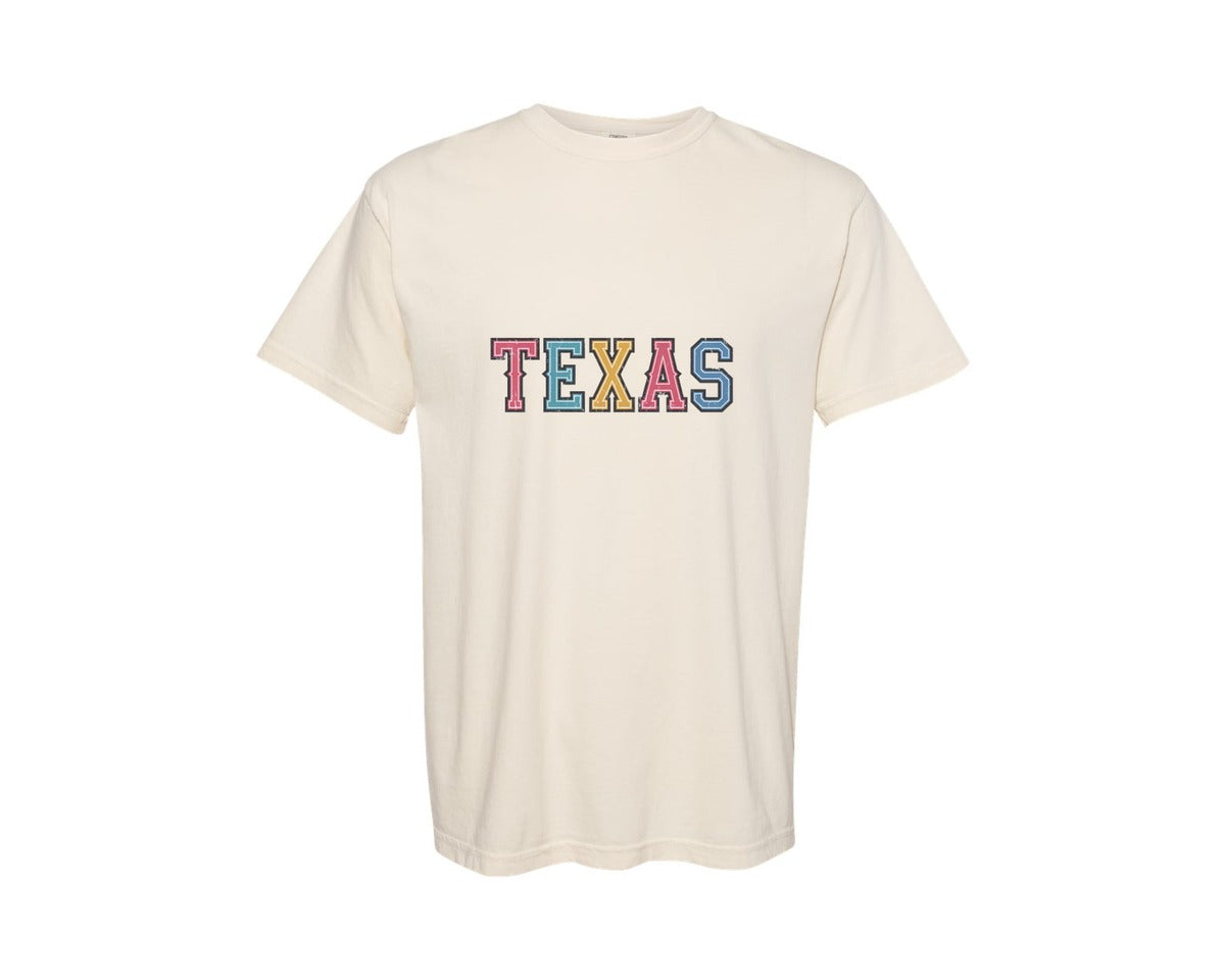 brand:Comfort Colors|color:Ivory|Retro Vintage Texas Graphic T-Shirt