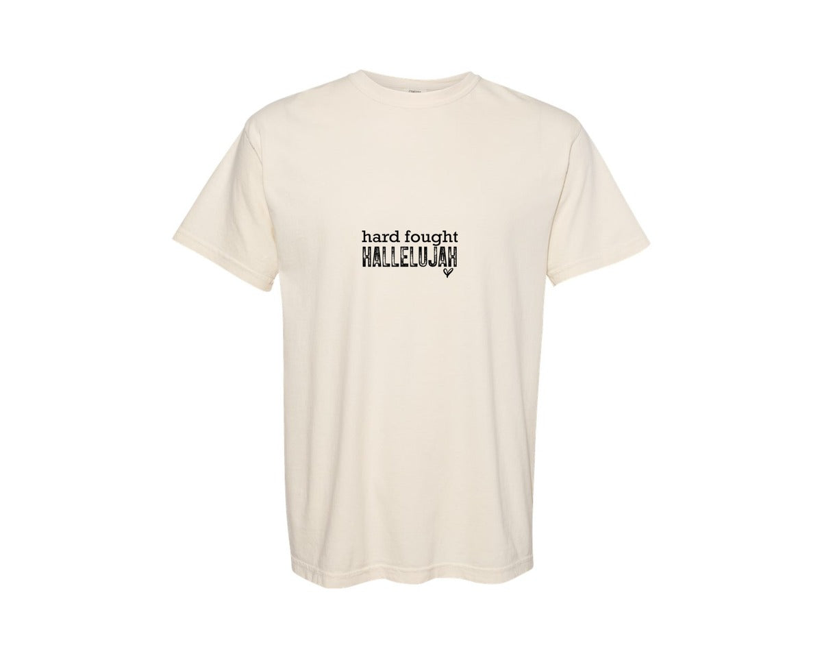 brand:Comfort Colors|color:Ivory|Hard Fought Hallelujah Svgchristian 4 Graphic T-Shirt