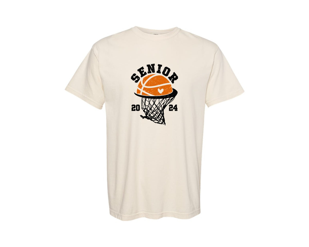 brand:Comfort Colors|color:Ivory|Senior Basketball 2024 Graphic T-Shirt