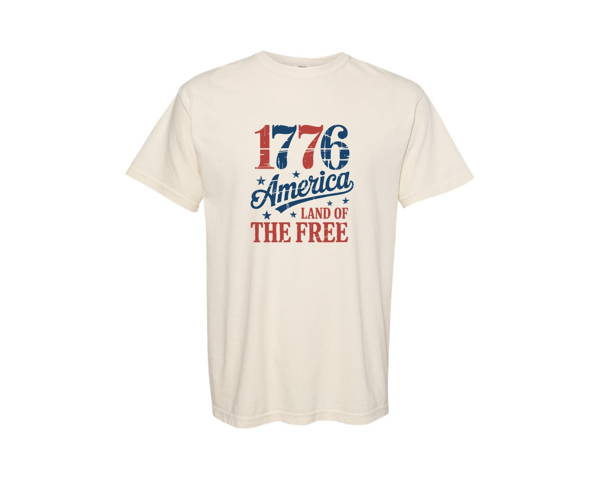 brand:Comfort Colors|color:Ivory|1776 America Land Of The Free Usa Graphic T-Shirt
